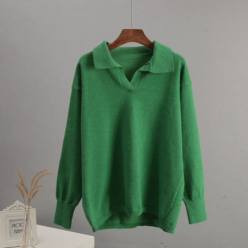 Johnny Collar Long Sleeve Top and Pants Sweater Set Easy Apparels