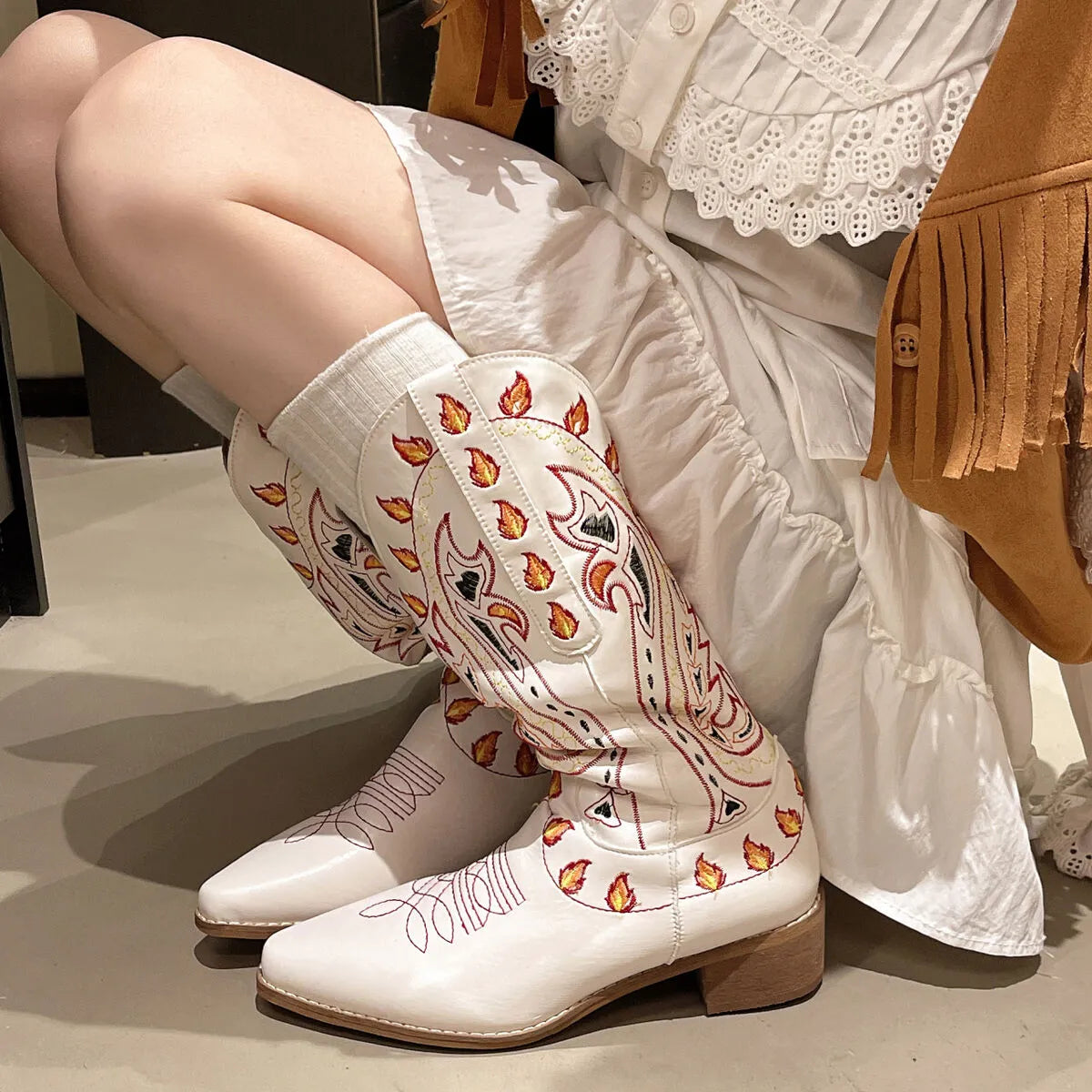 Point Toe Block Heels Boots Easy Apparels