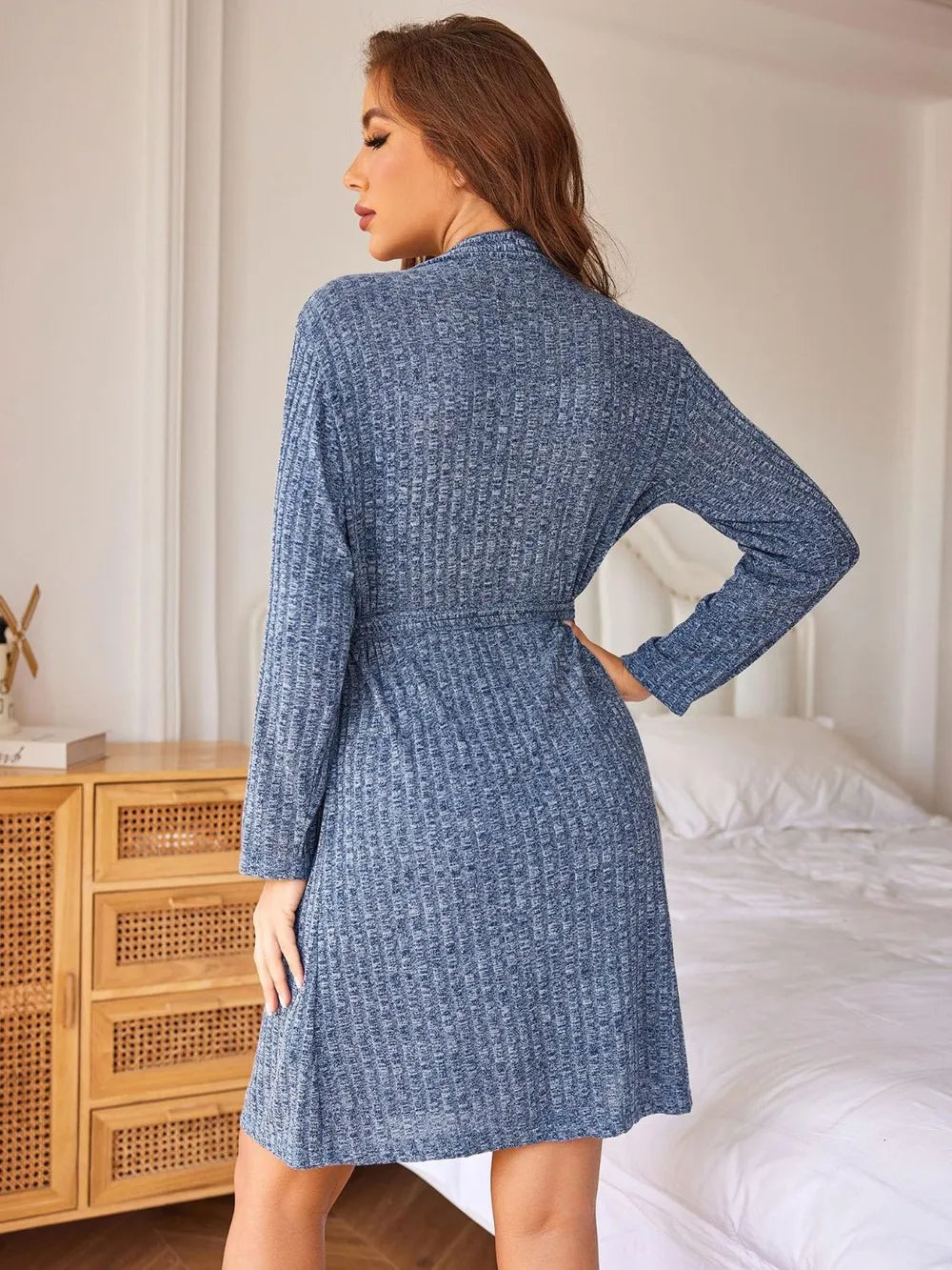 Tied Solid Lounge Nightgown with Pockets Easy Apparels