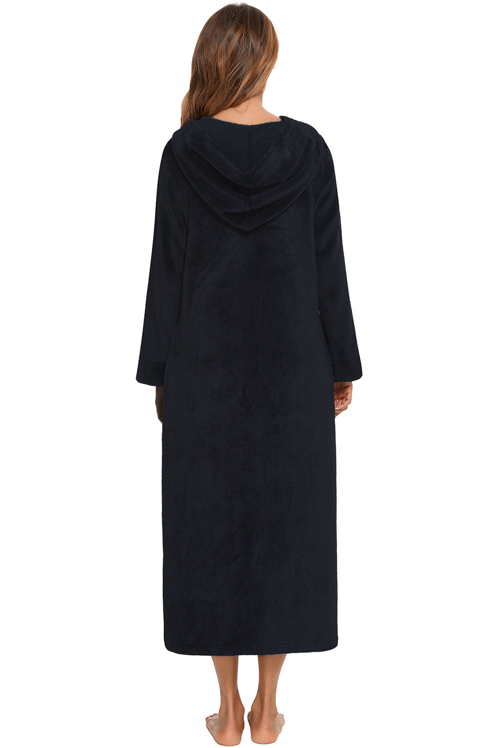 Zip Front Hooded Night Dress with Pockets Easy Apparels