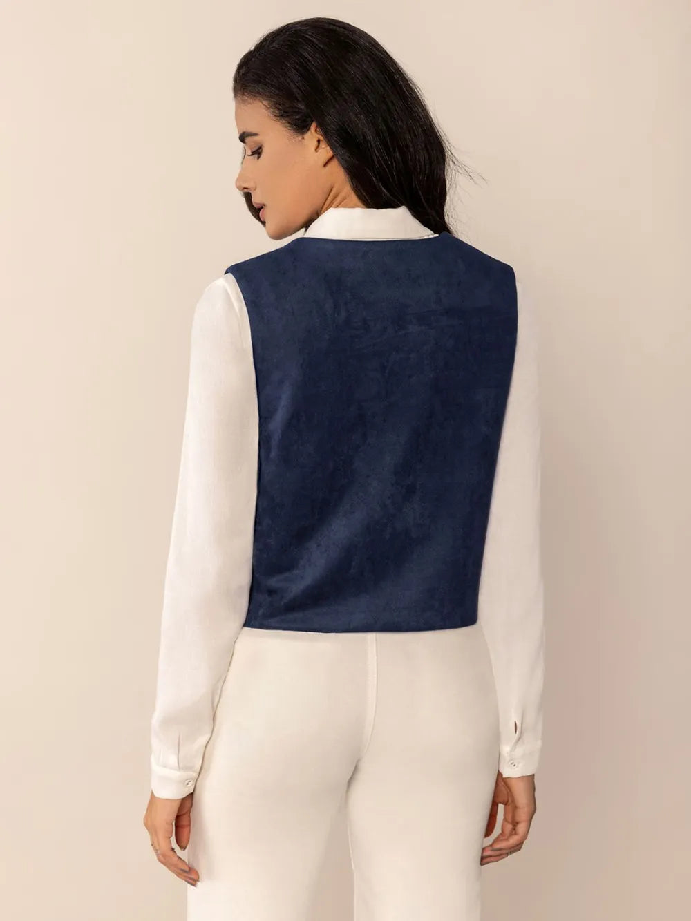 Tied Contrast Trim Vest Easy Apparels