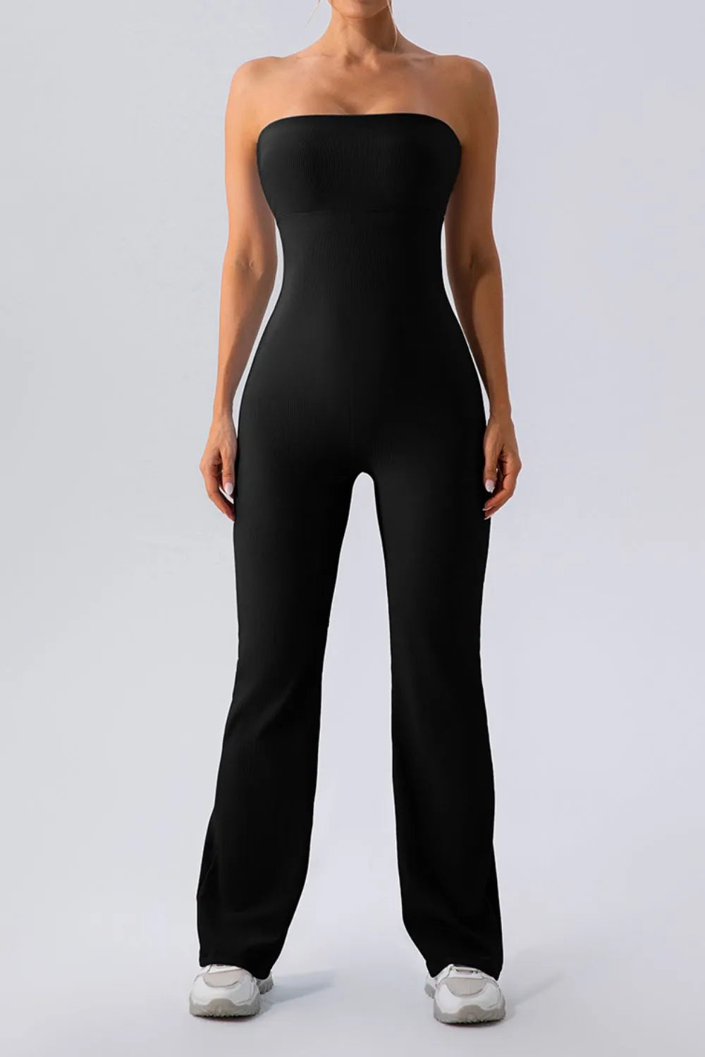 Sleeveless Straight Active Jumpsuit Black Easy Apparels
