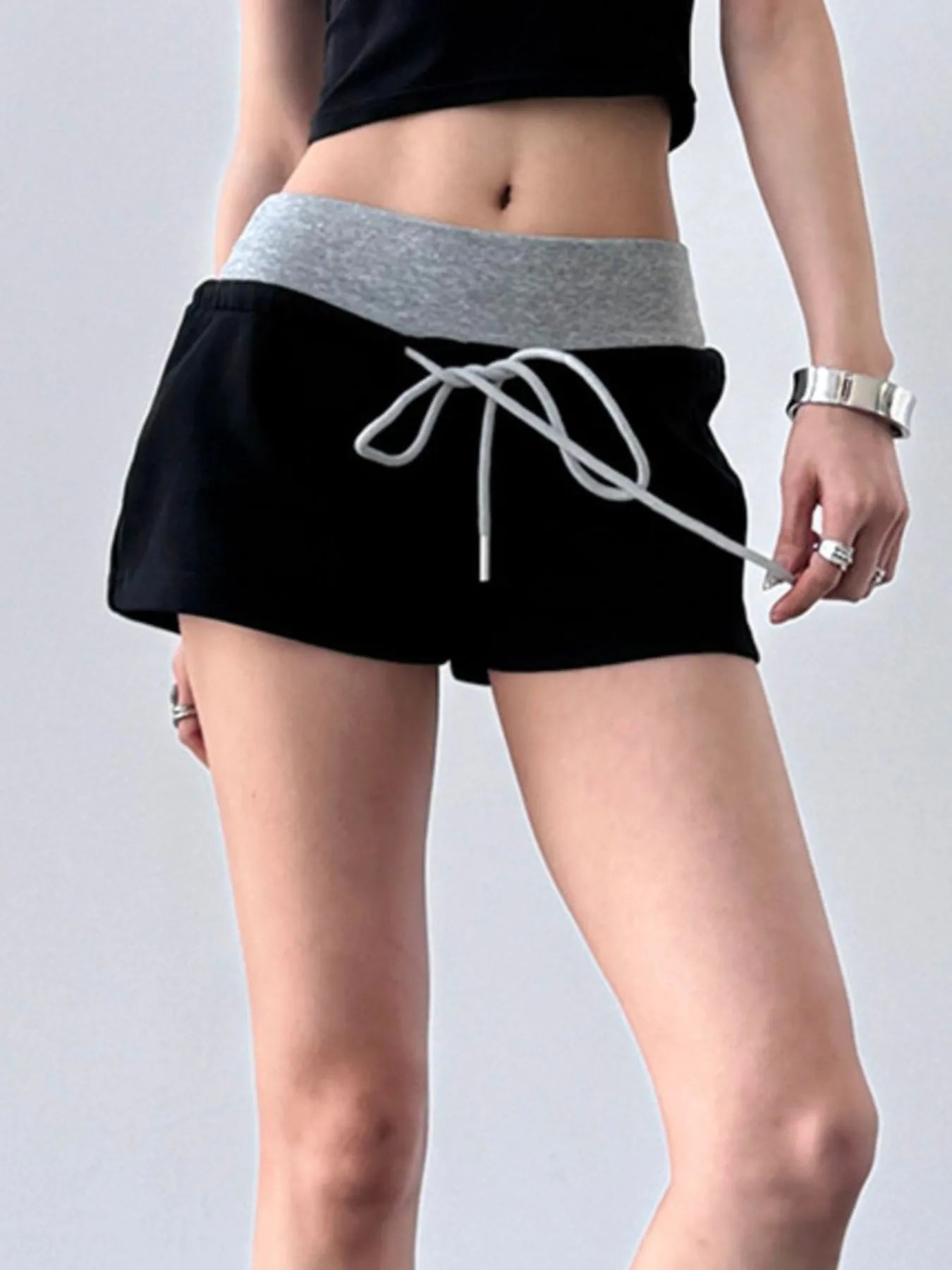 Drawstring Shorts with Contrast Waistband Easy Apparels