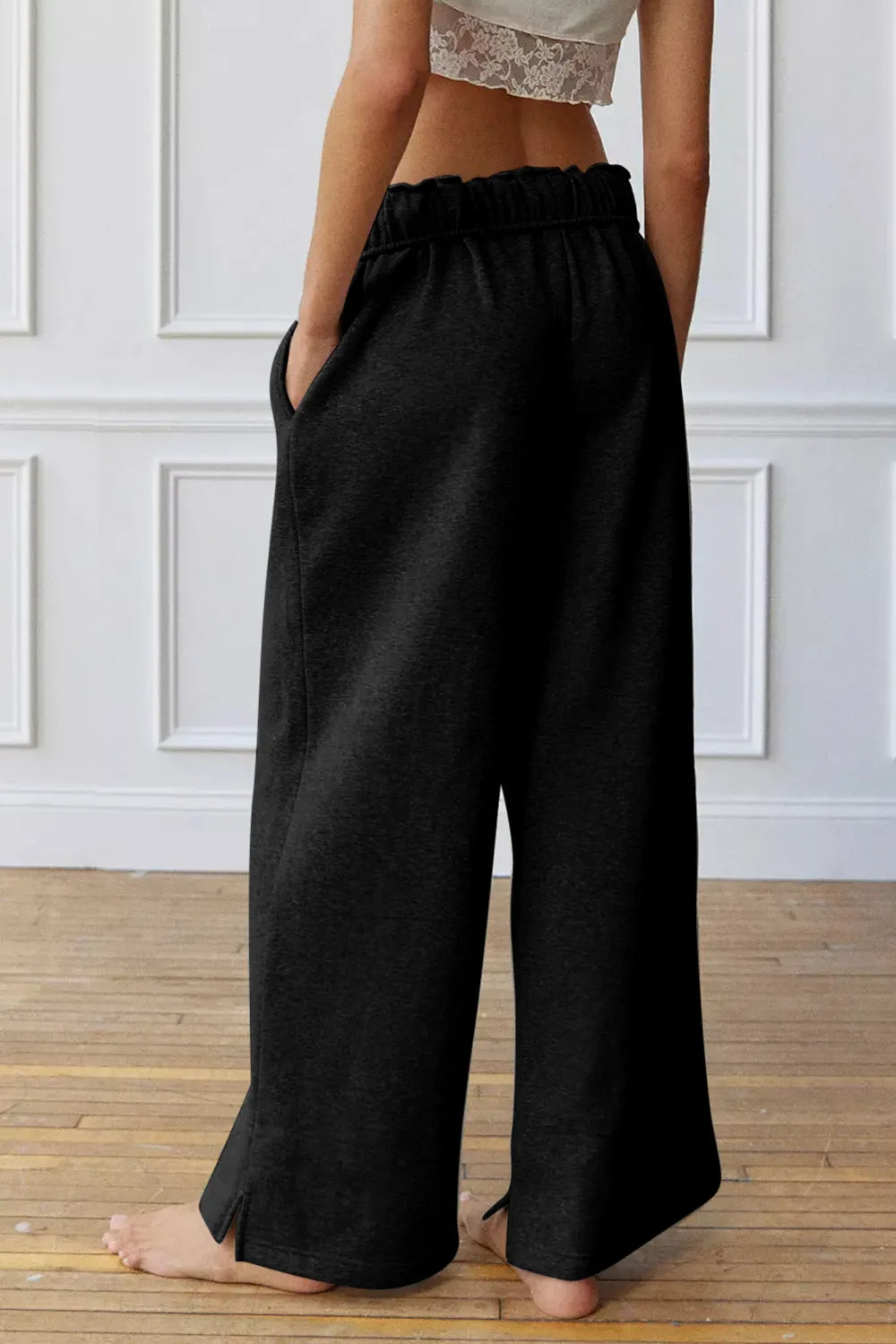 Drawstring Wide Leg Active Pants Easy Apparels