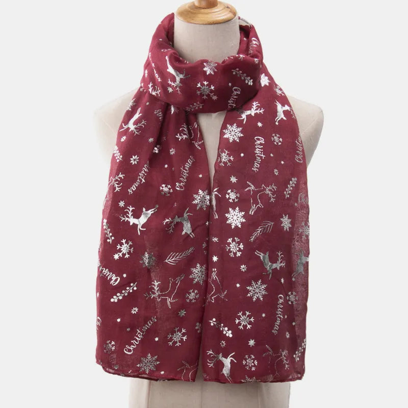 Christmas Element Polyester Scarf Burgundy One Size Easy Apparels