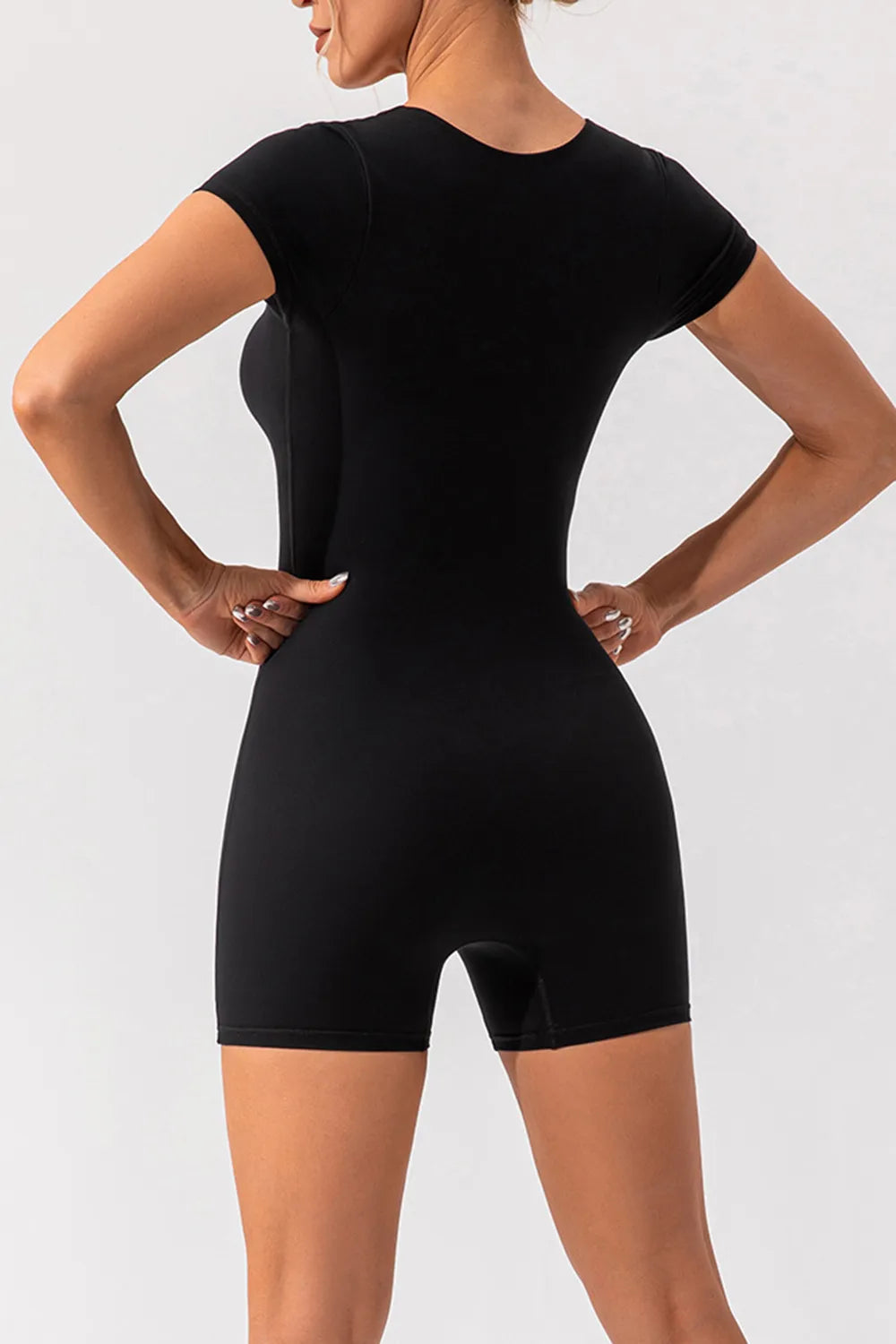 Square Neck Cap Sleeve Active Romper Easy Apparels