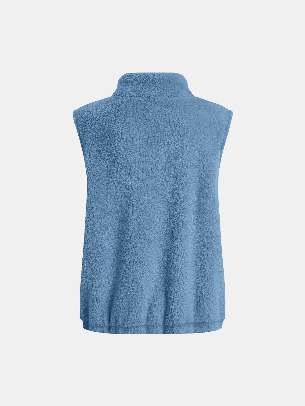 Full Size Fuzzy Zip Up Vest Coat with Pockets Easy Apparels