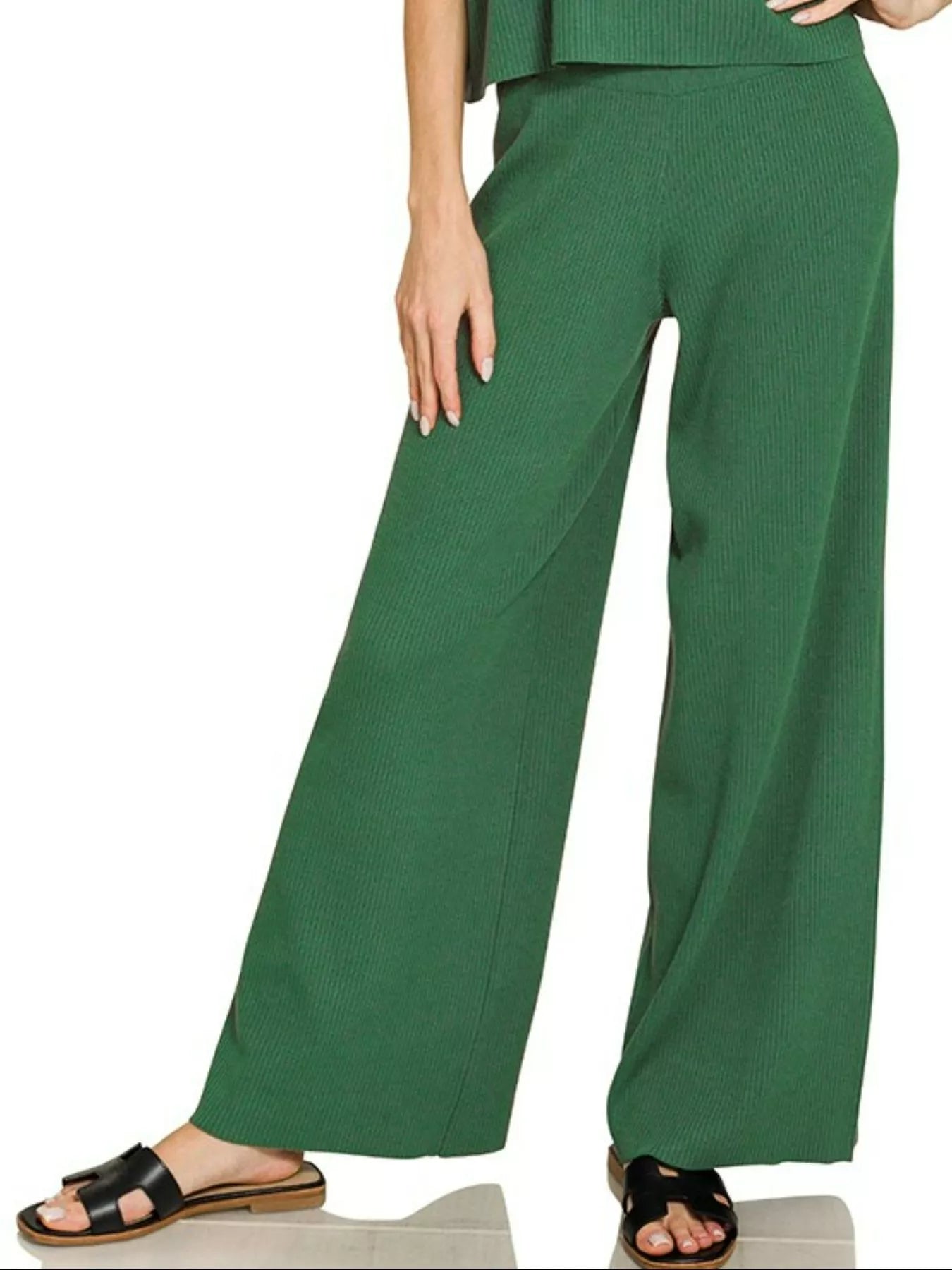Zenana Viscose Sweater Short Sleeve Top and Pants Set Easy Apparels