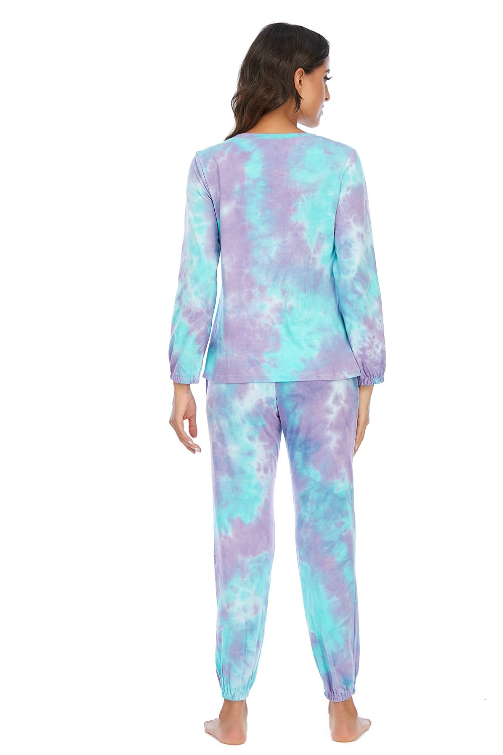 Tie-Dye Top and Drawstring Pants Lounge Set Easy Apparels