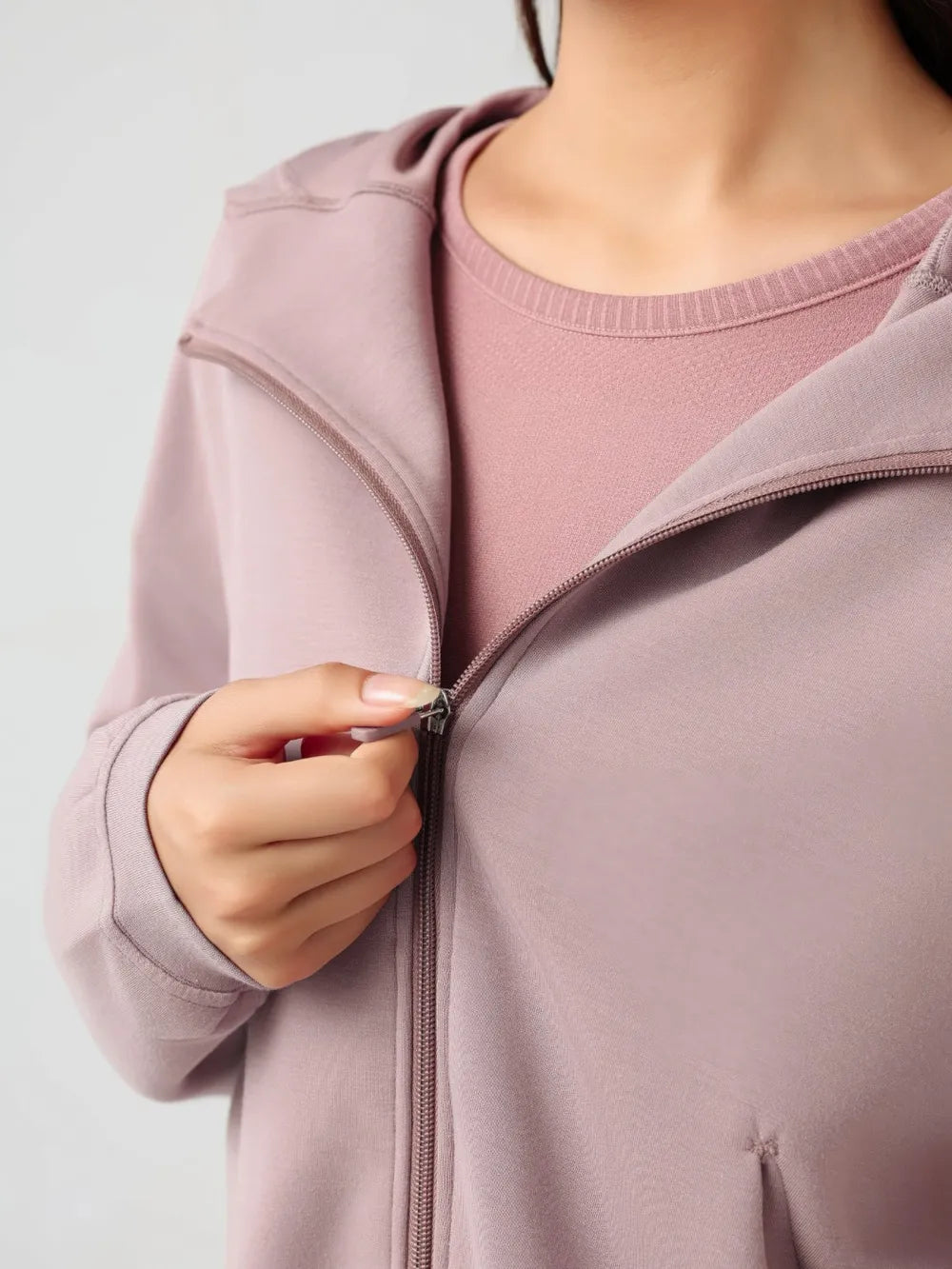 Millennia Zip Up Dropped Shouder Active Hooded Easy Apparels