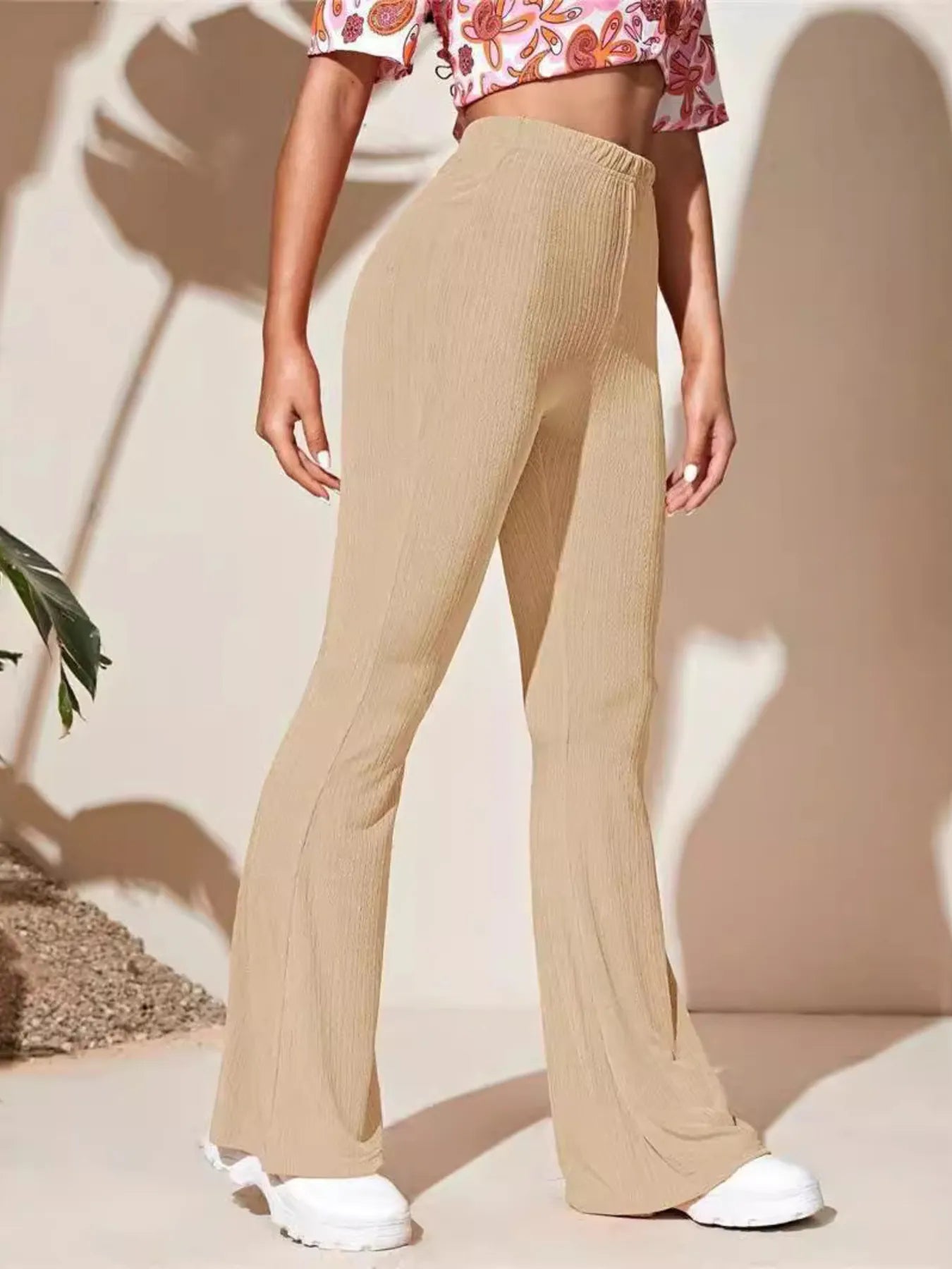 Full Size High-Waist Flare Active Pants Plus Size Easy Apparels