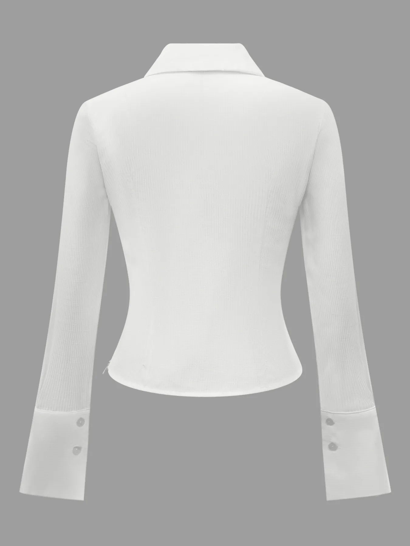 Trendsi Ruched Striped Collared Neck Long Sleeve Shirt