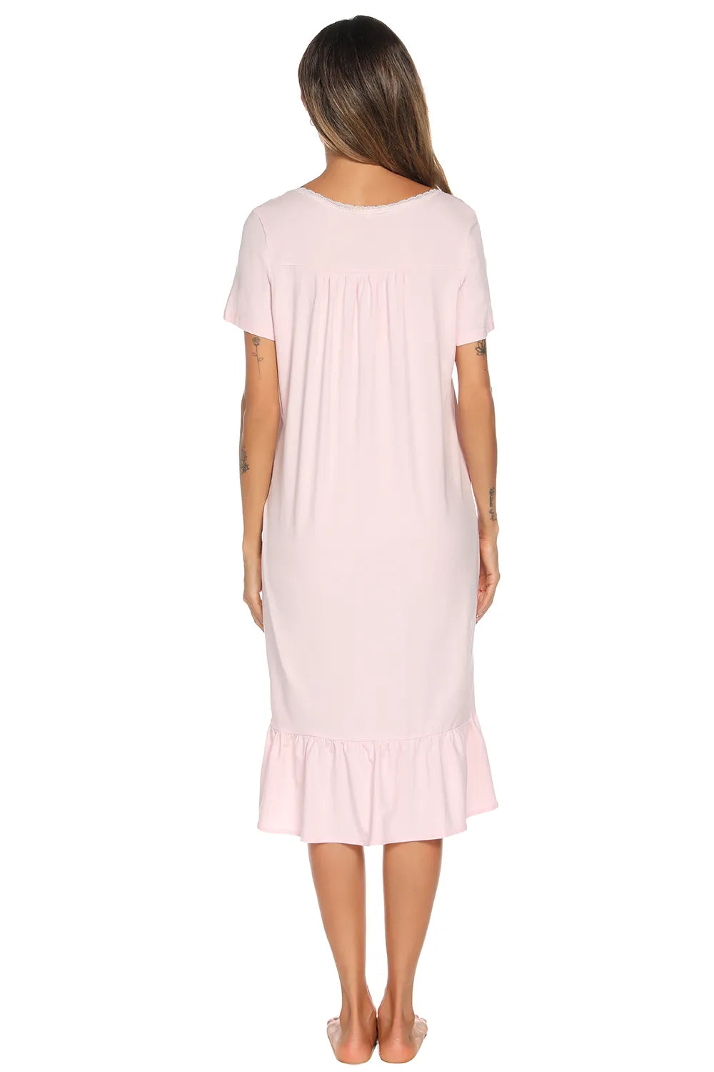 Lace Detail Square Neck Lounge Dress Easy Apparels