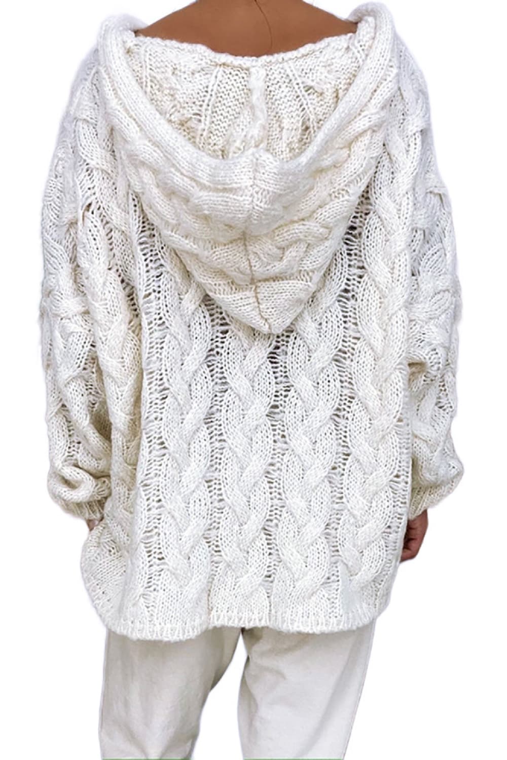 Cable-Knit Hooded Sweater Easy Apparels