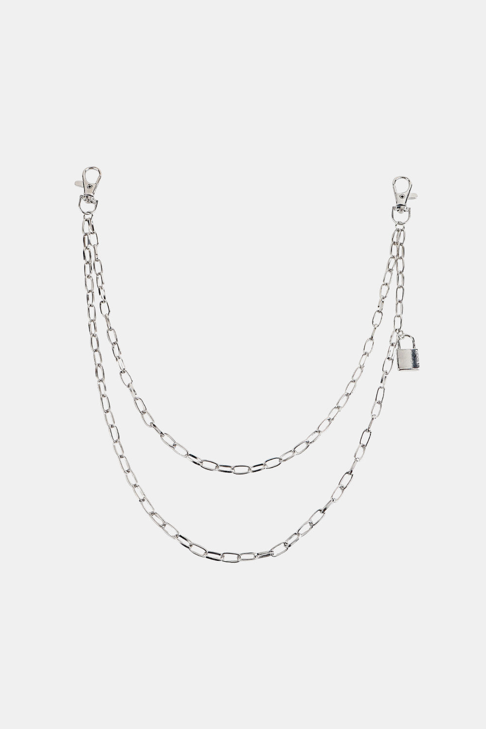 Double Layered Iron Chain Belt with Lock Charm Easy Apparels