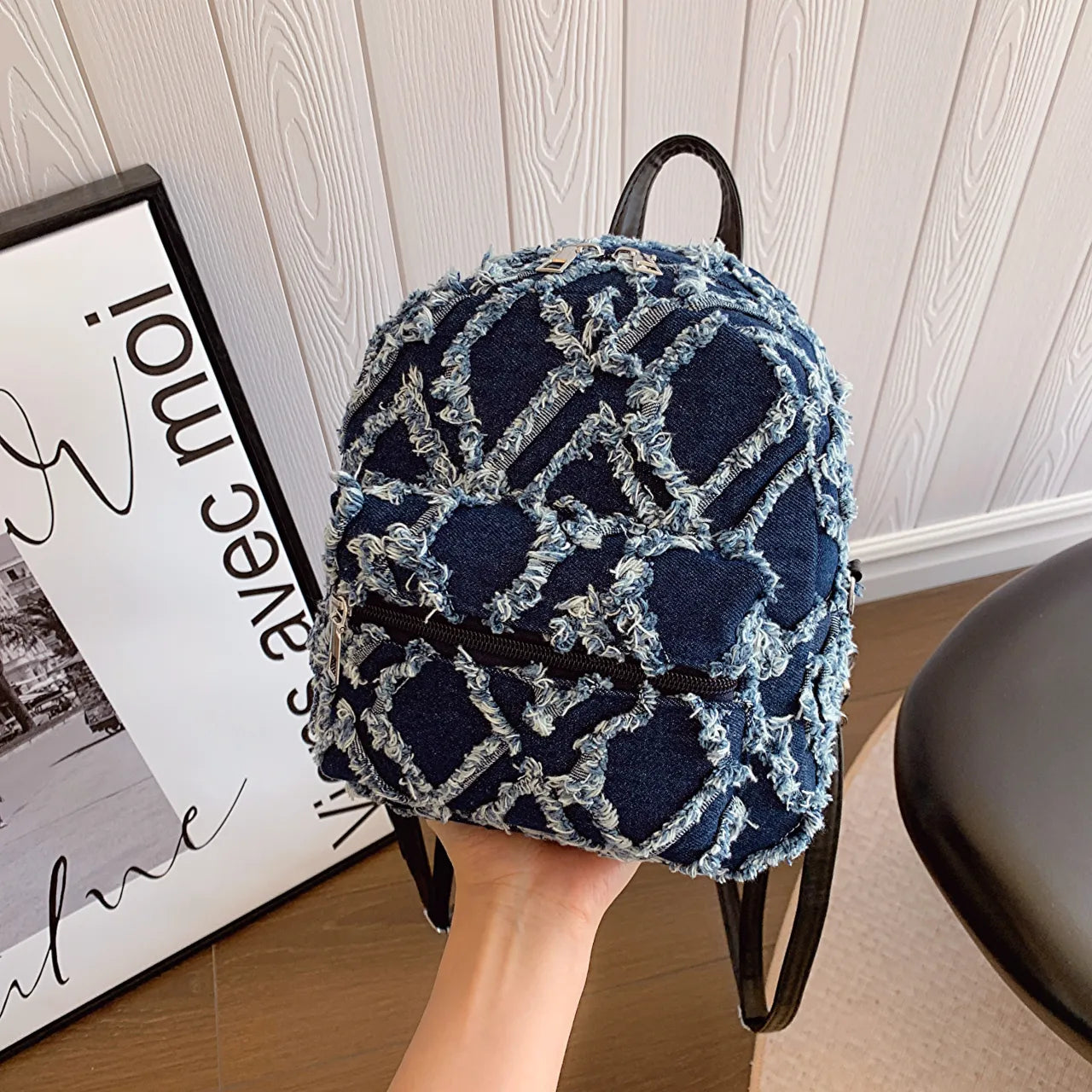 Fringe Edge Mini Backpack Bag Dark Blue onesize Easy Apparels