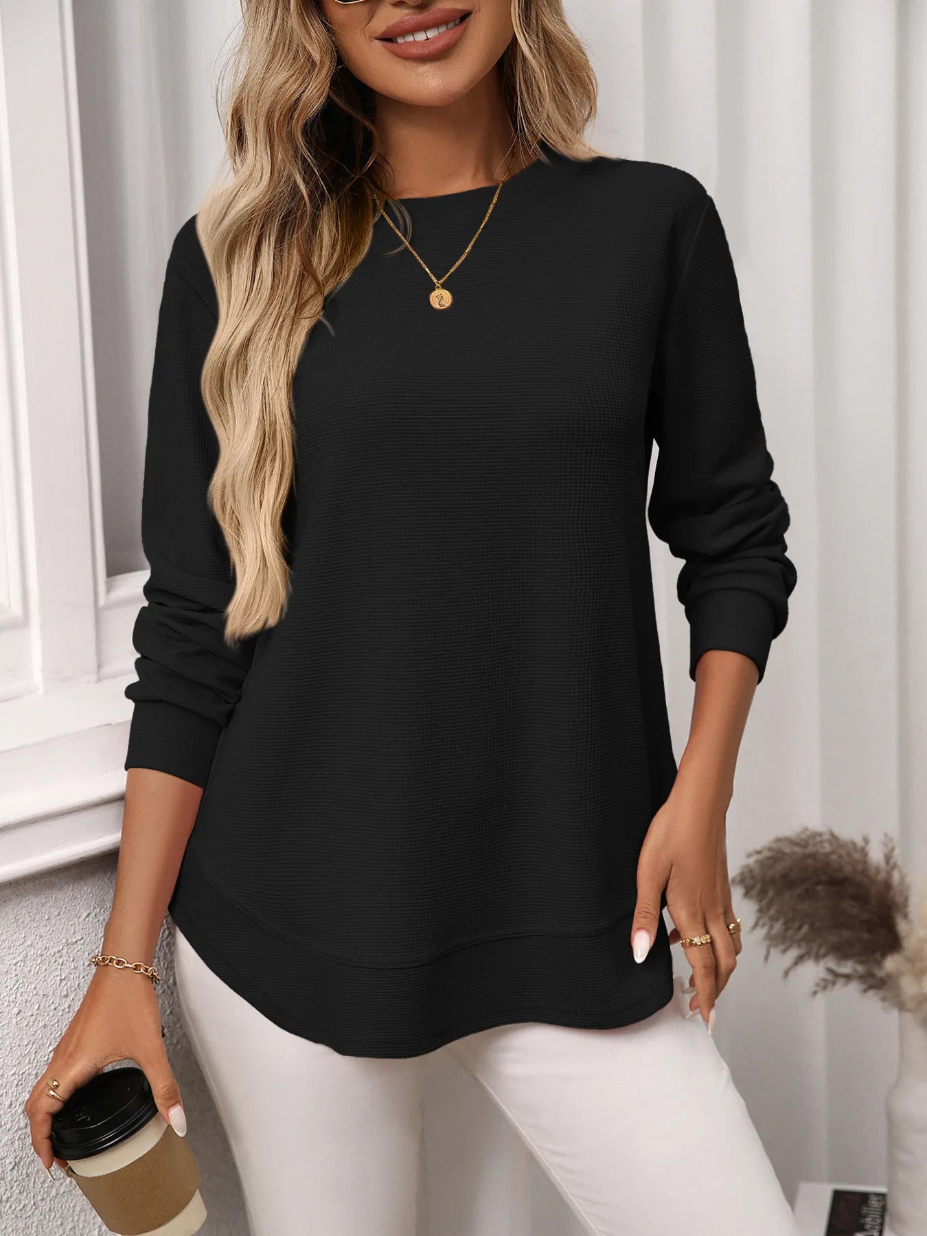 Trendsi Long Sleeve Round Neck T-Shirt