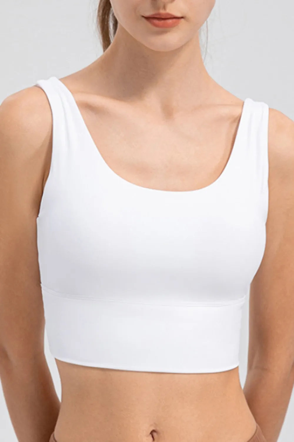 Scoop Neck Wide Strap Active Tank White Easy Apparels