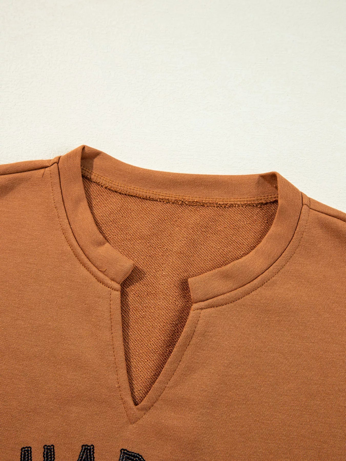 Happy Halloween Graphic Notched Long Sleeve Loose Top Easy Apparels
