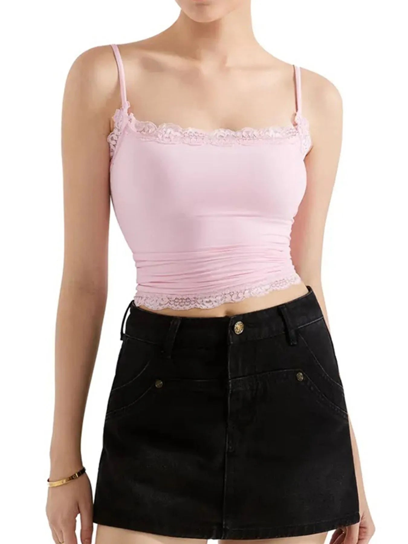 Trendsi Lace Trim Cami Top