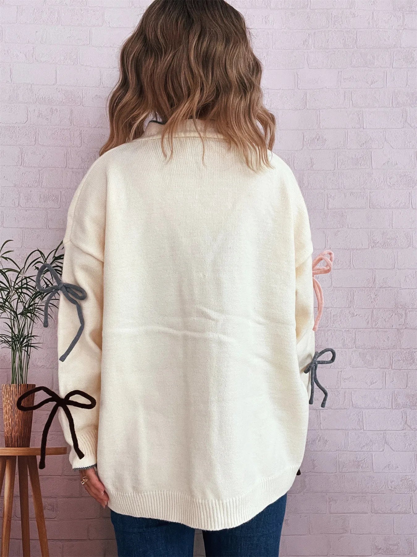 Bow Tie Button Up Cardigan Easy Apparels