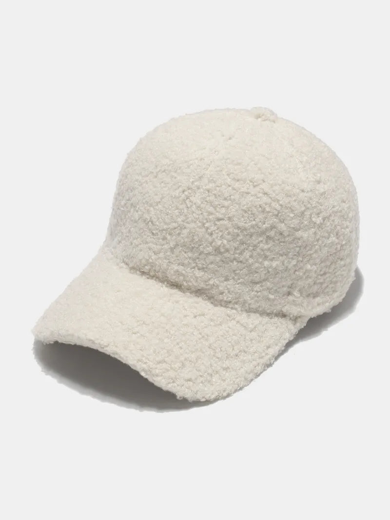 Sherpa Solid Color Baseball Cap Ivory One Size Easy Apparels