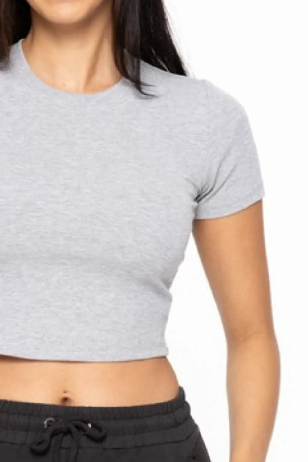 MONO B Essential Micro-ribbed Cropped Athleisure Tee Easy Apparels
