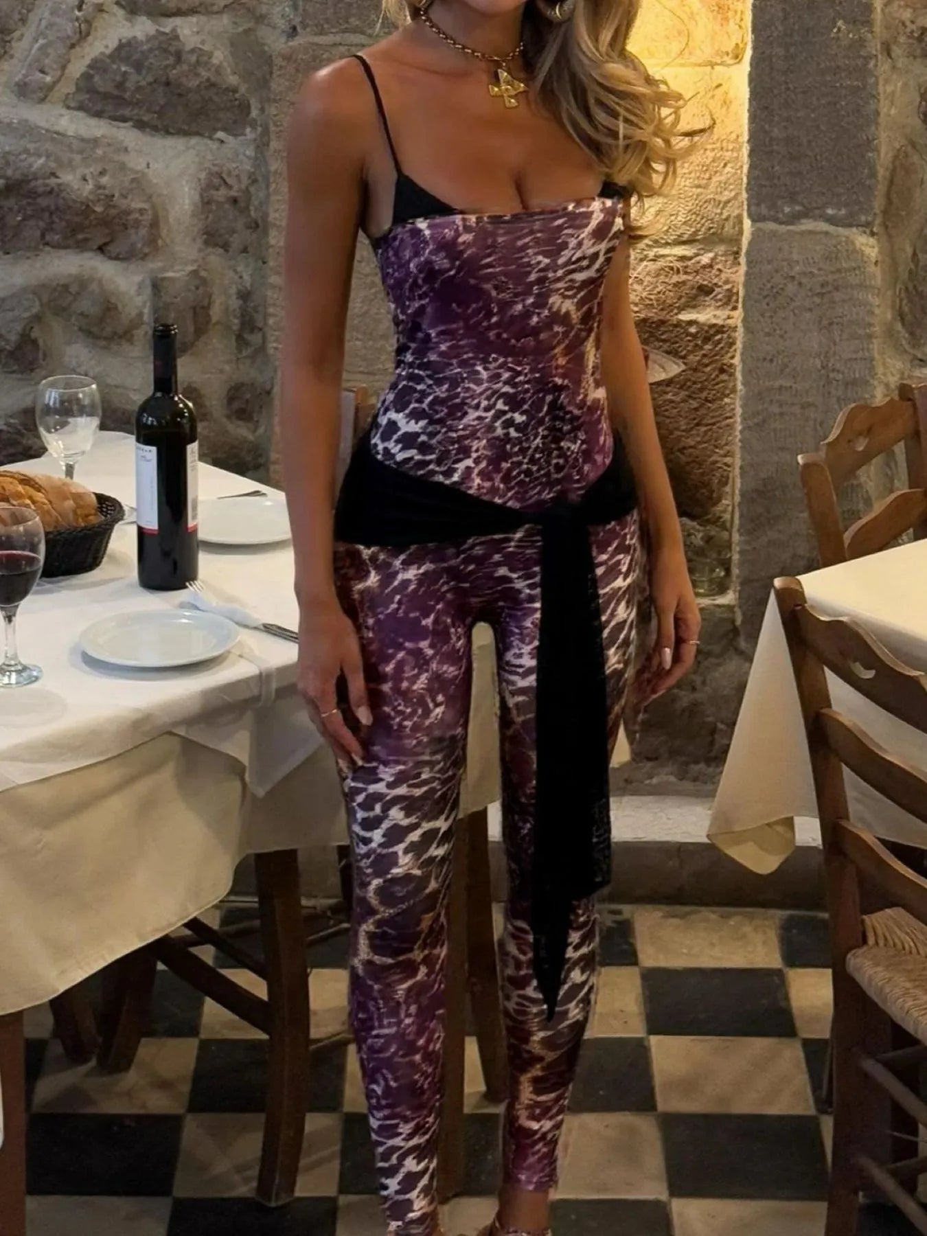 Leopard Spaghetti Strap Jumpsuit Easy Apparels