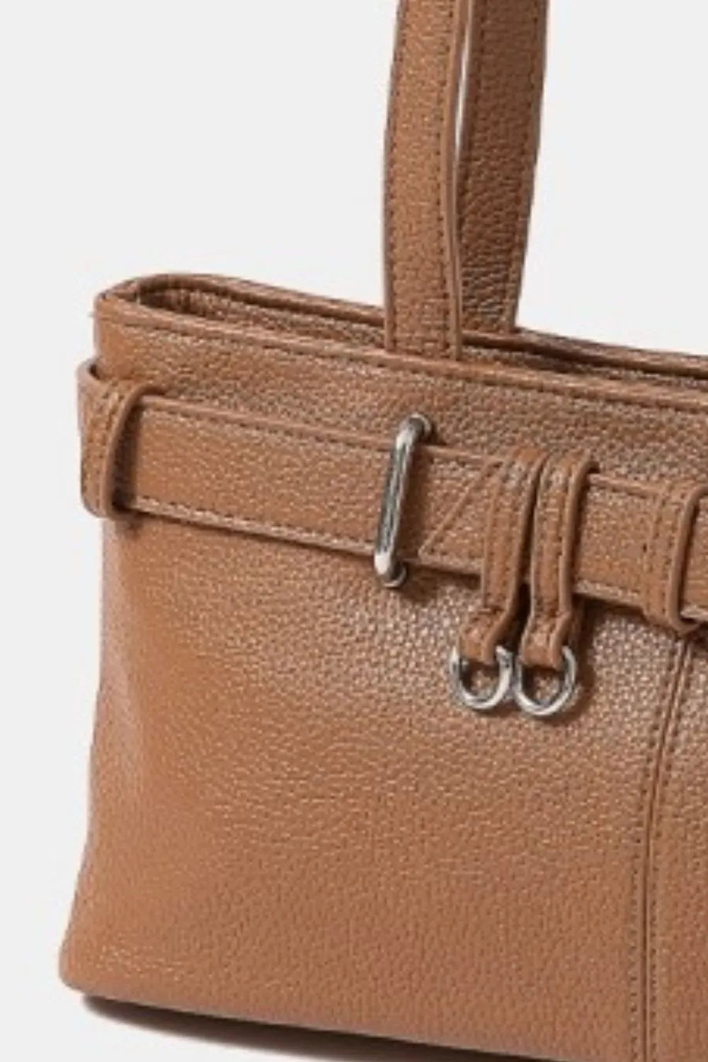 Fame Belt Strap Textured Faux Leather Shoulder Bag Easy Apparels
