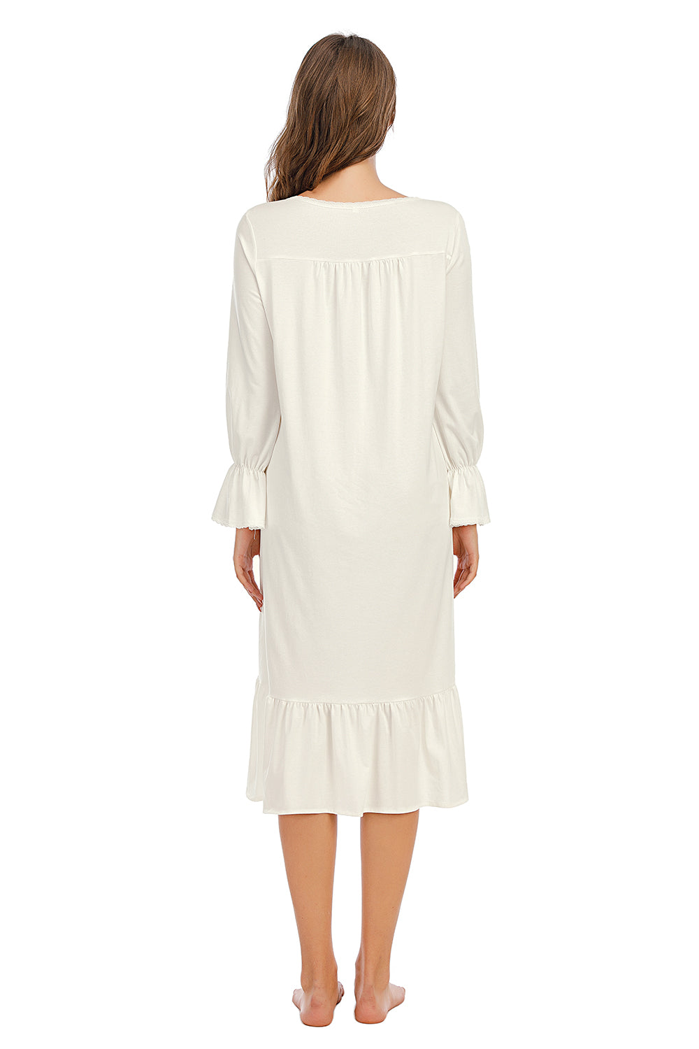 Flounce Sleeve Ruffle Hem Night Dress Easy Apparels