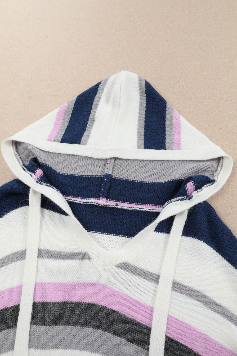 Plus Size Striped Long Sleeve Hooded Sweater Easy Apparels
