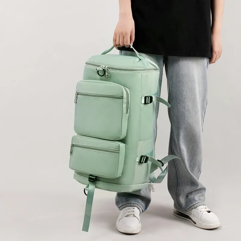 Multi Pocket Travel Backpack Bag Neon Green One Size Easy Apparels