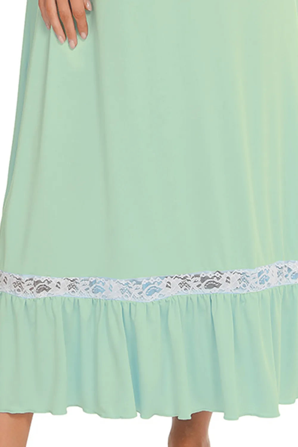 Lace Detail Short Sleeve Lounge Dress Easy Apparels