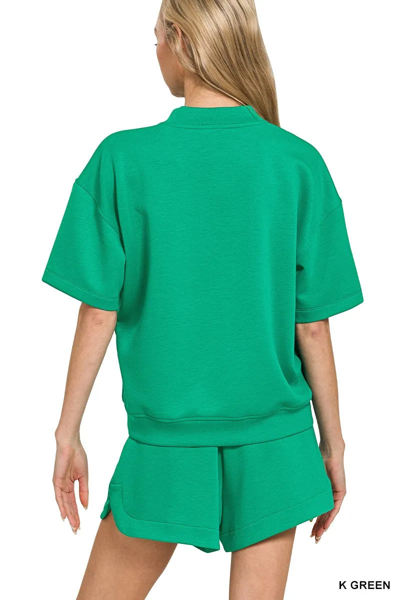 Zenana Scuba Short Sleeve T-Shirt and Shorts Set Easy Apparels