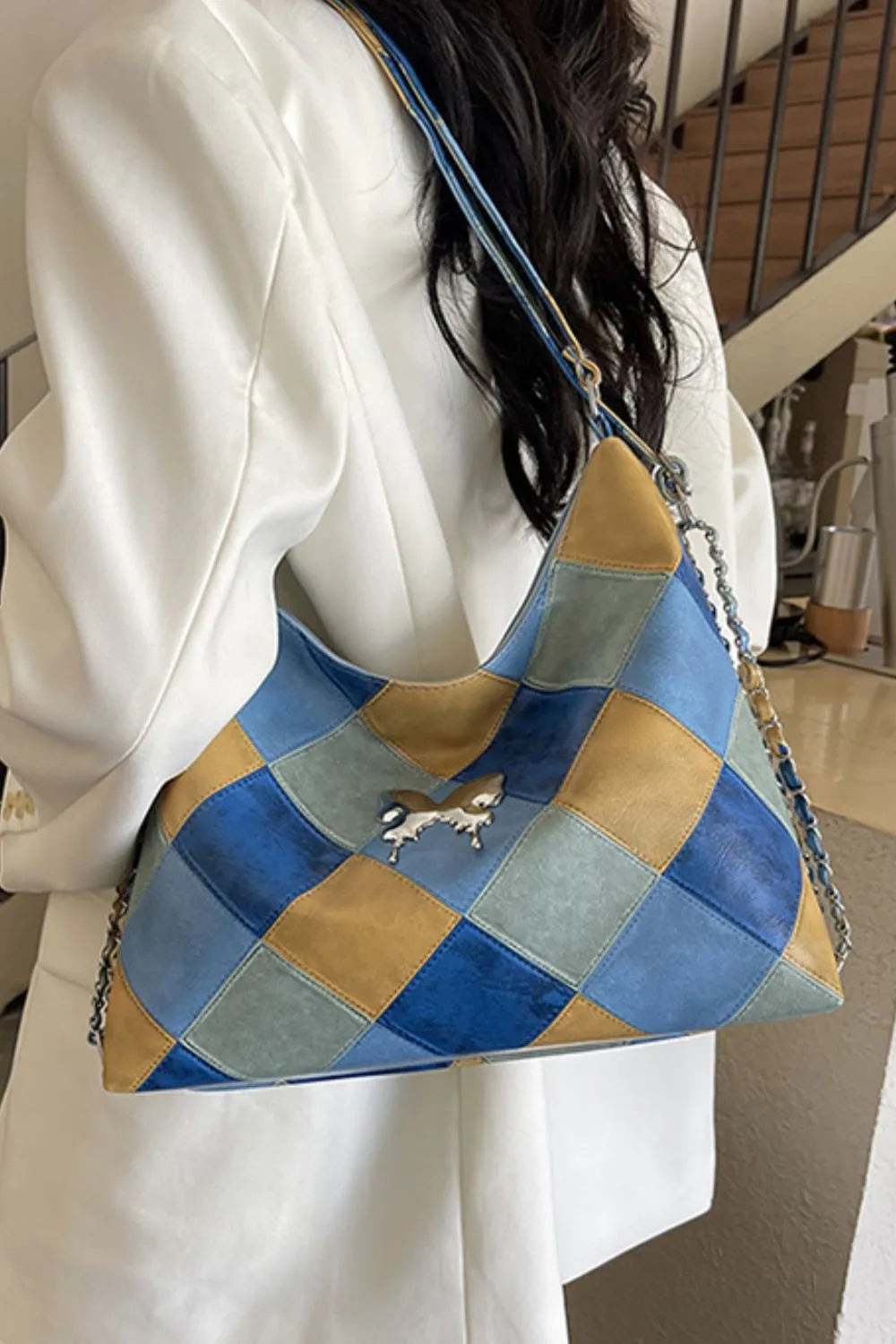 PU Leather Color Block Shoulder Bag Easy Apparels