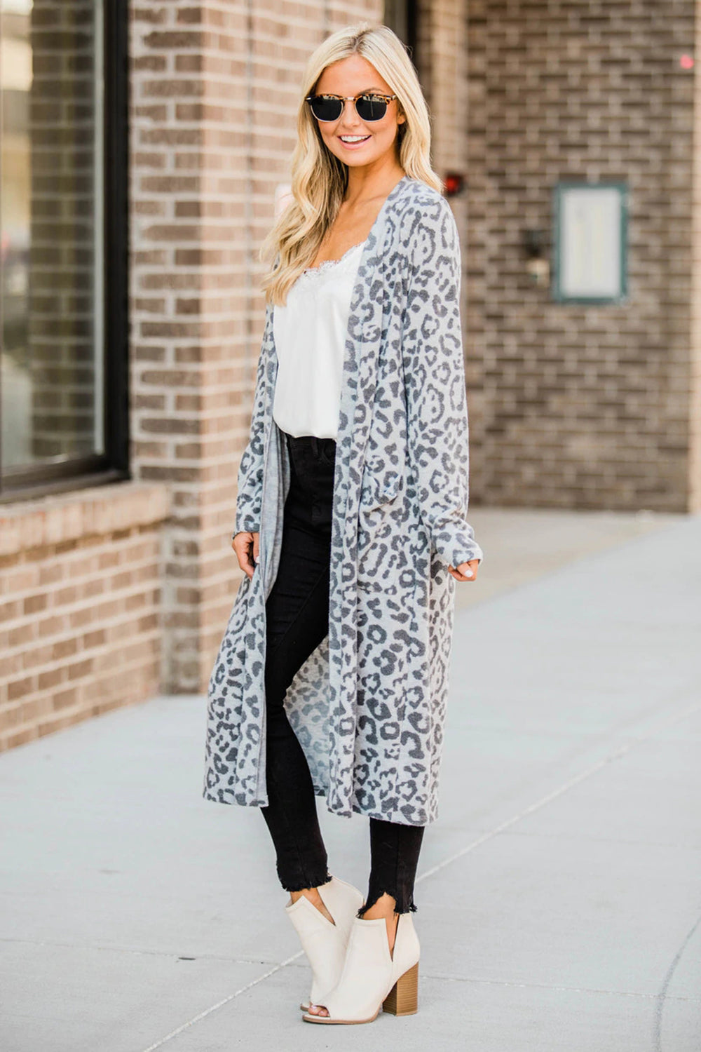 Open Front Leopard Cardigan Easy Apparels