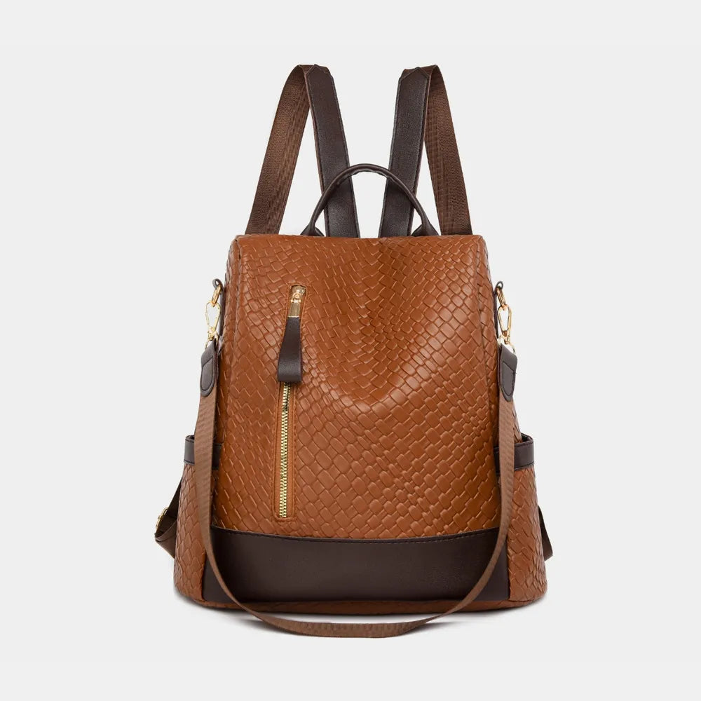 PU Leather Backpack Bag Brown One Size Easy Apparels