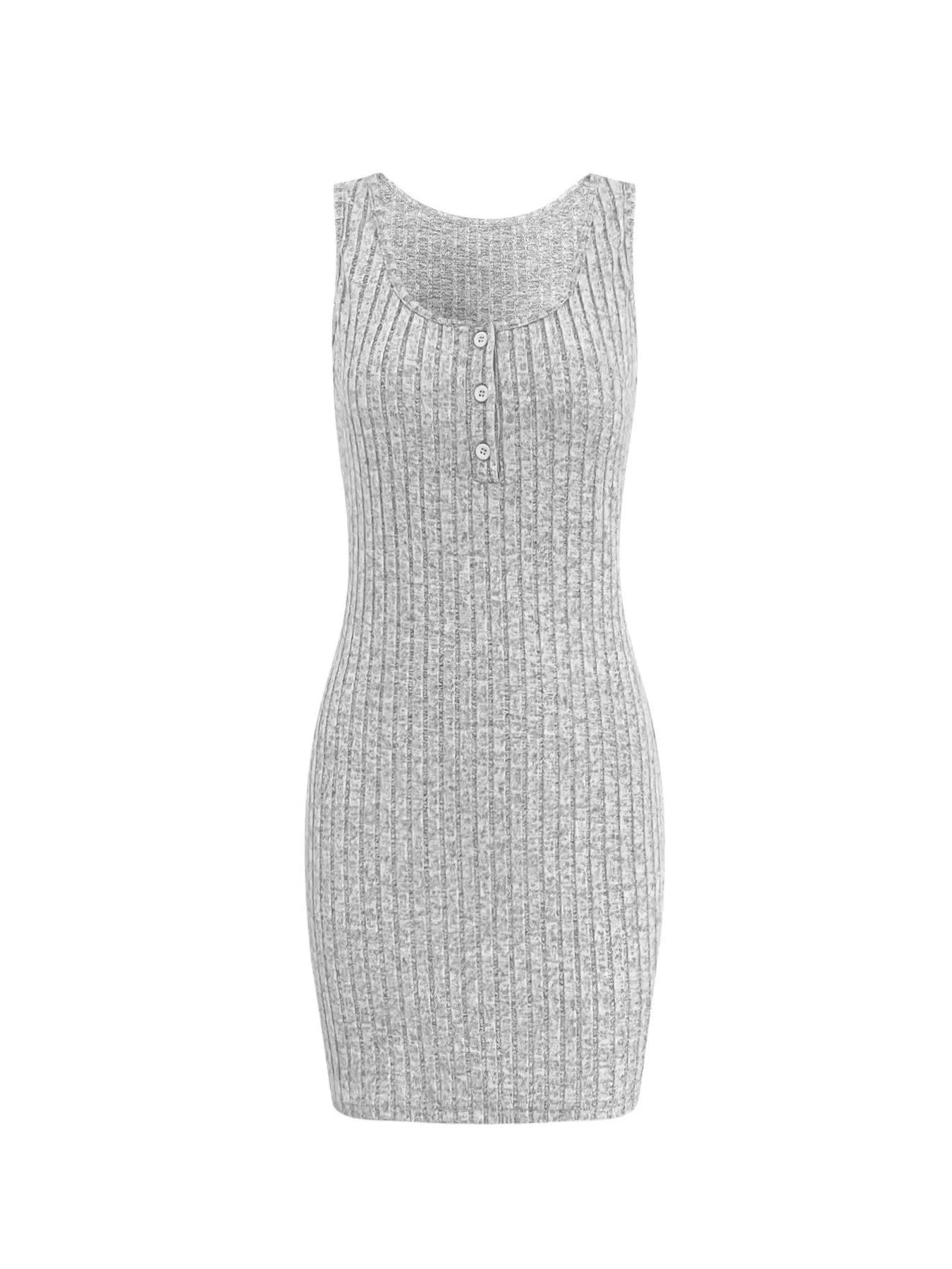Ribbed Button Front Dress and Cardigan Sweater Set Easy Apparels