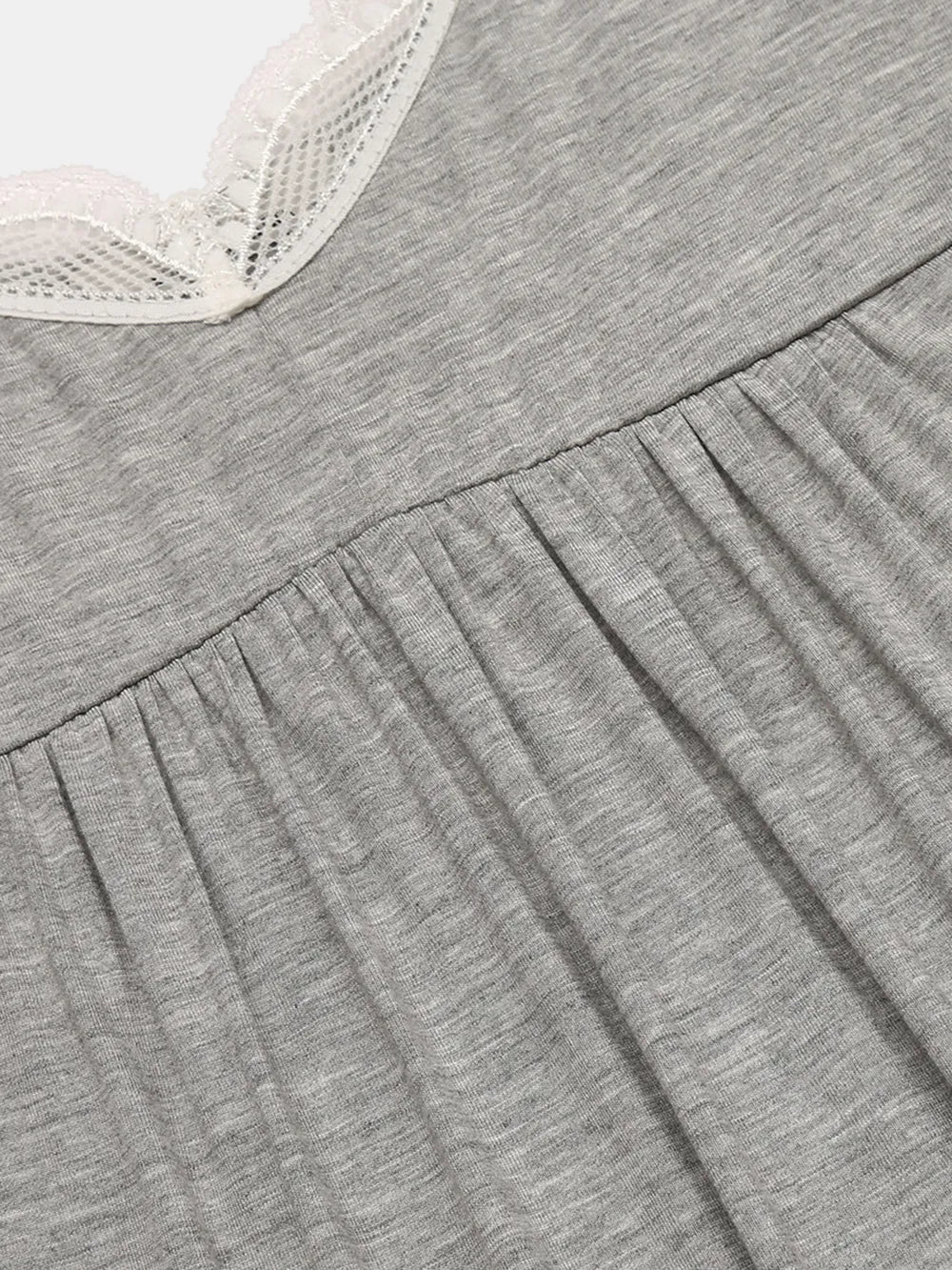 Lace Detail V-Neck Lounge Dress Easy Apparels