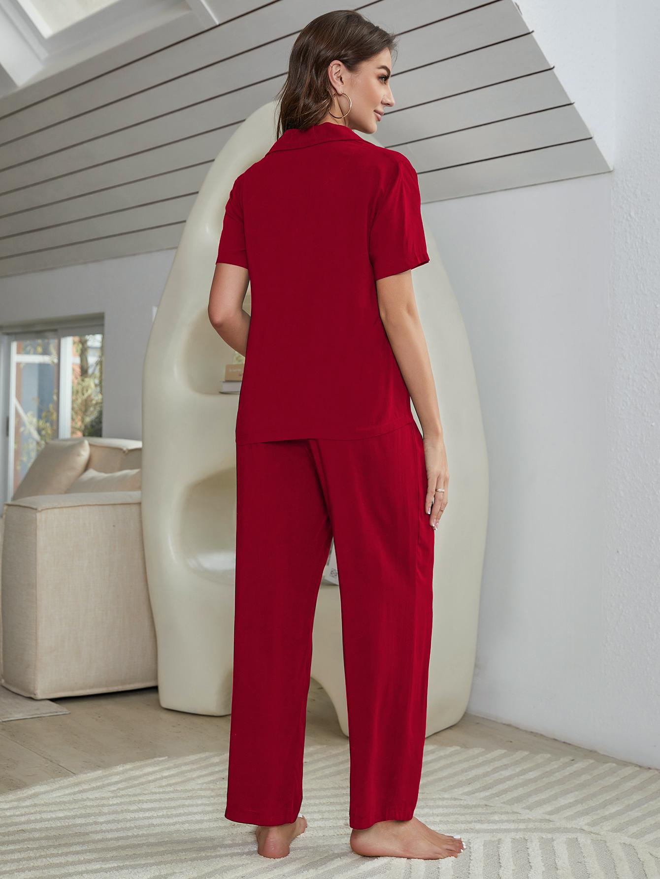 Short Sleeve Shirt, Bralette, and Pants Lounge Set Easy Apparels
