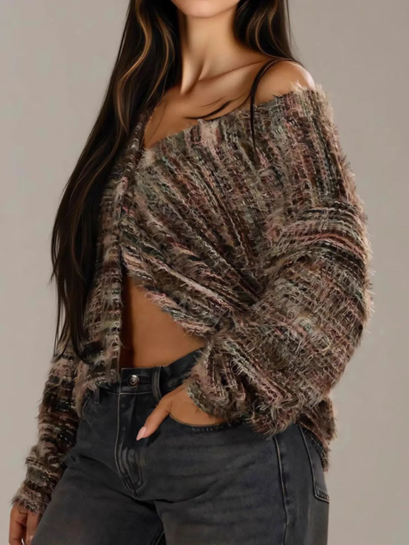Fuzzy Button Down Chunky Cardigan Easy Apparels