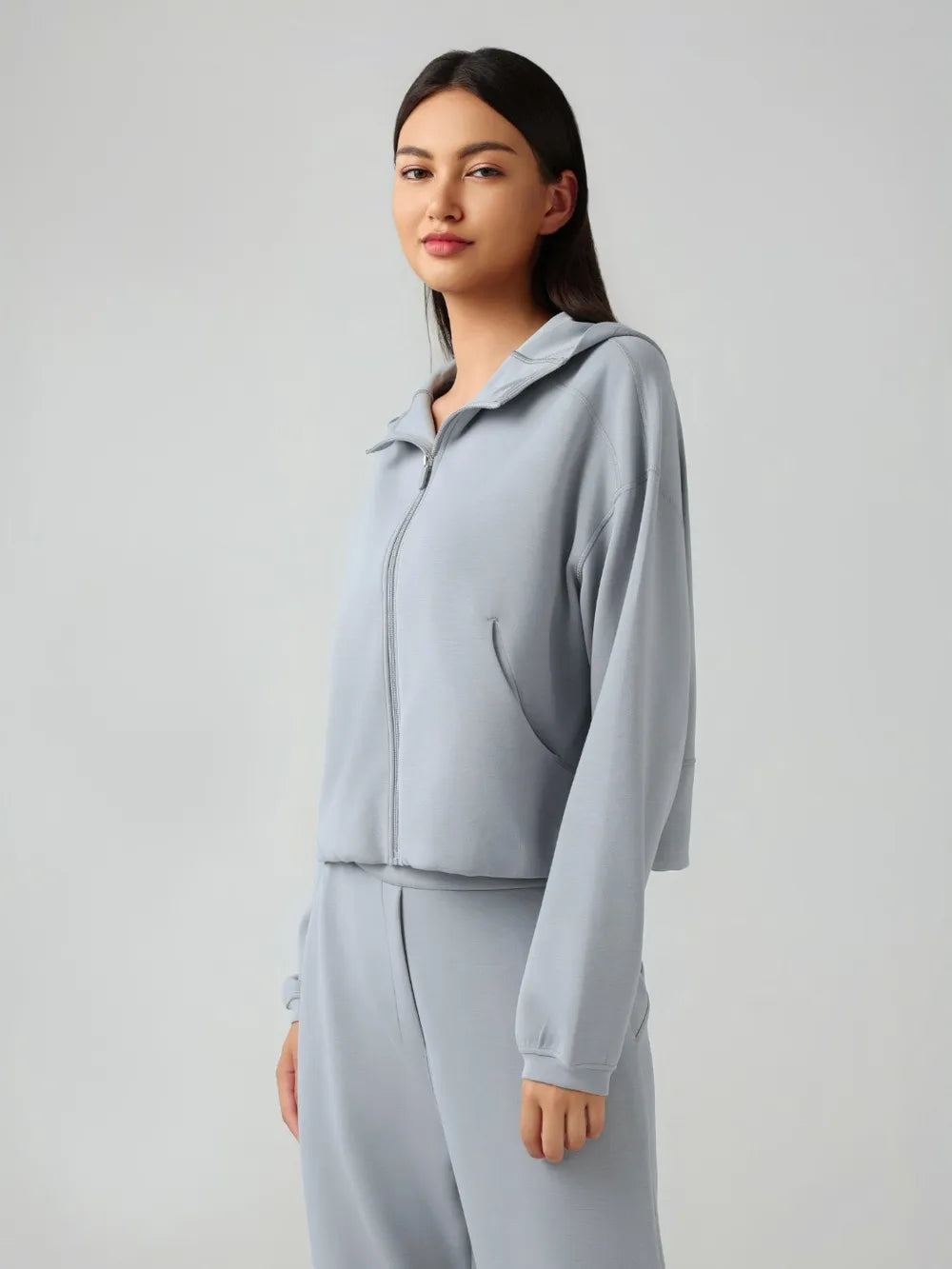 Millennia Zip Up Dropped Shouder Active Hooded Easy Apparels