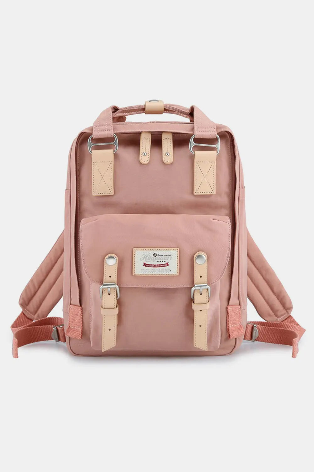 Himawari Contrast Waterproof Nylon Backpack Bag Pink Lemonade One Size Easy Apparels