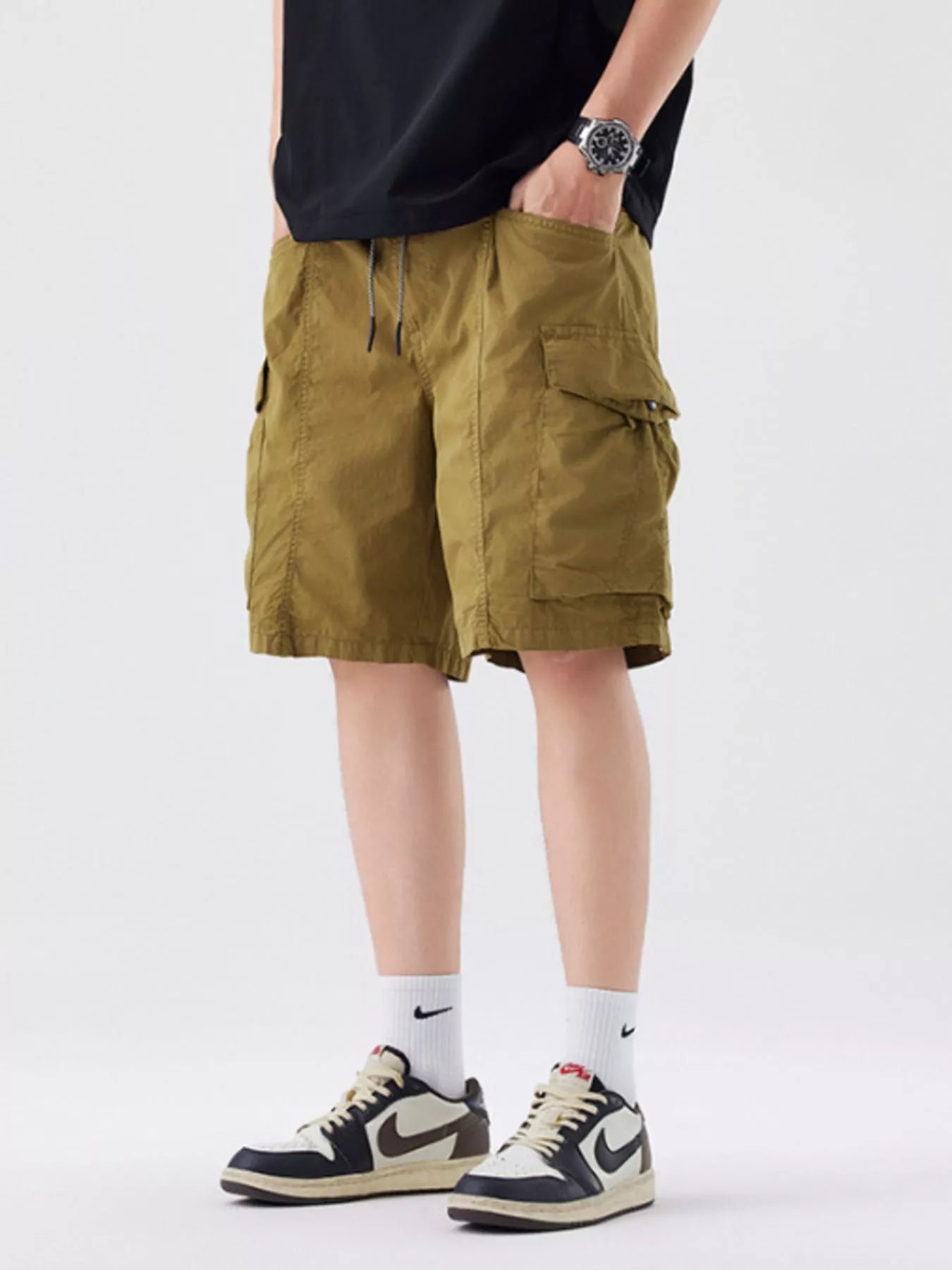 Men's Full Size Drawstring Cargo Shorts Plus Size Easy Apparels