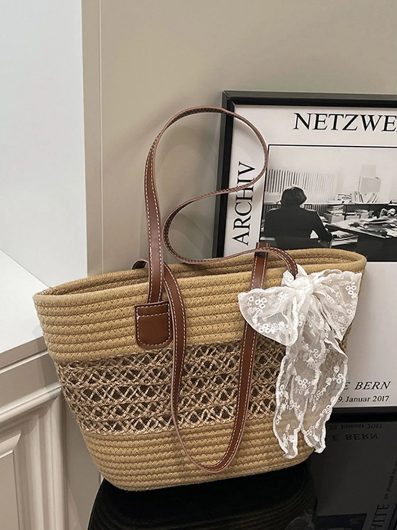Woven Straw Shoulder Bag Easy Apparels
