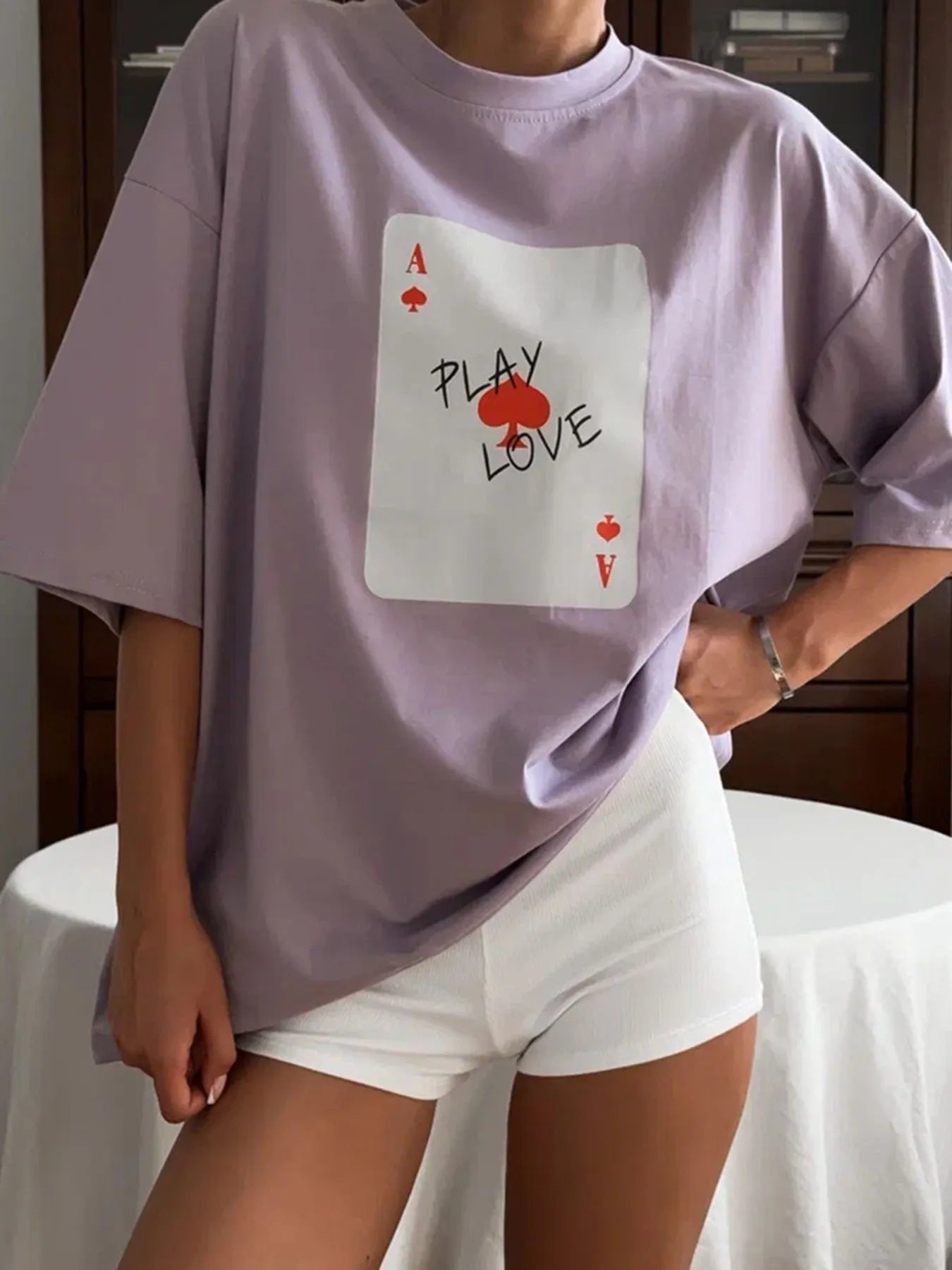 Trendsi Graphic Round Neck Half Sleeve T-Shirt Purple
