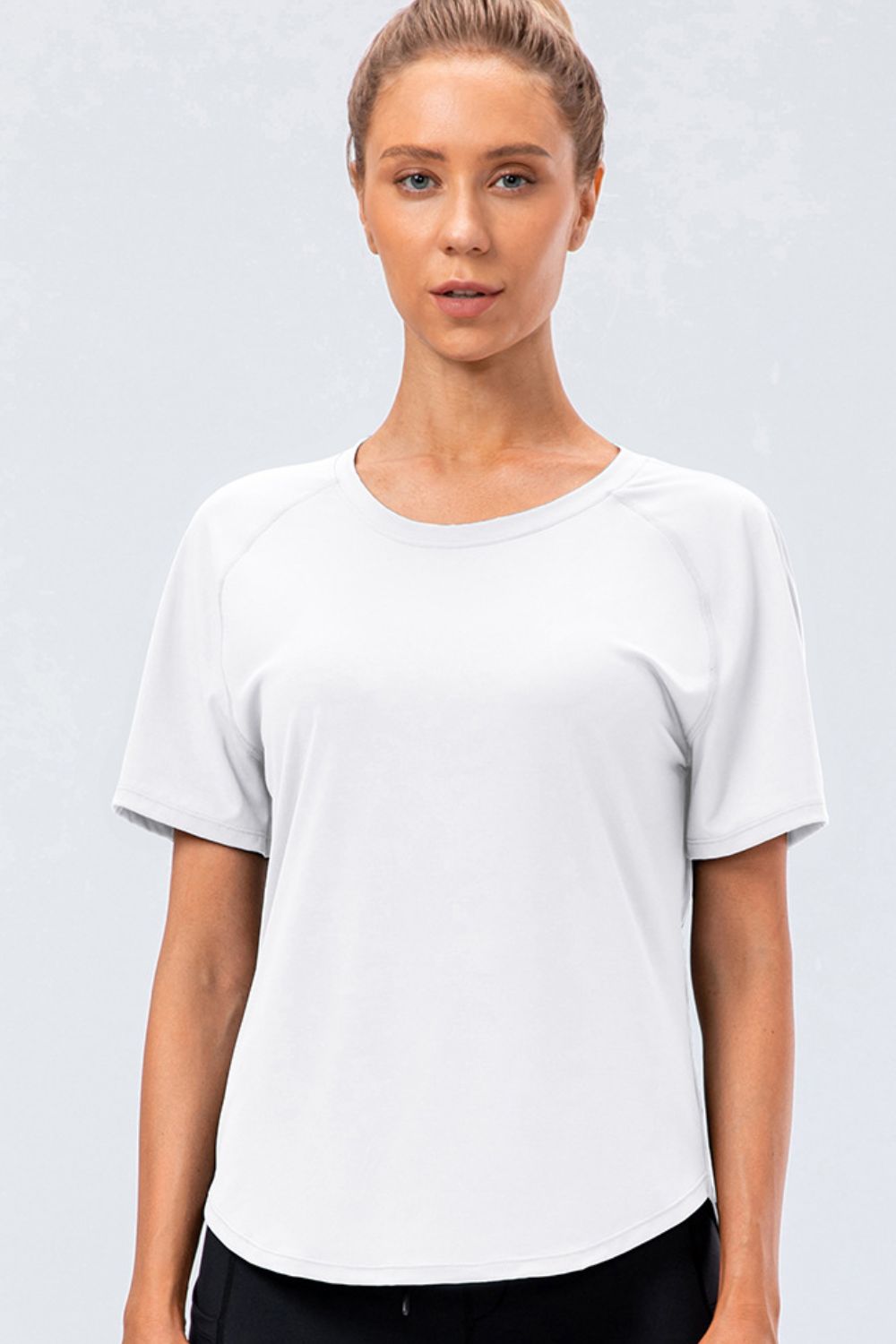 Round Neck Raglan Sleeve Active Tee White Easy Apparels