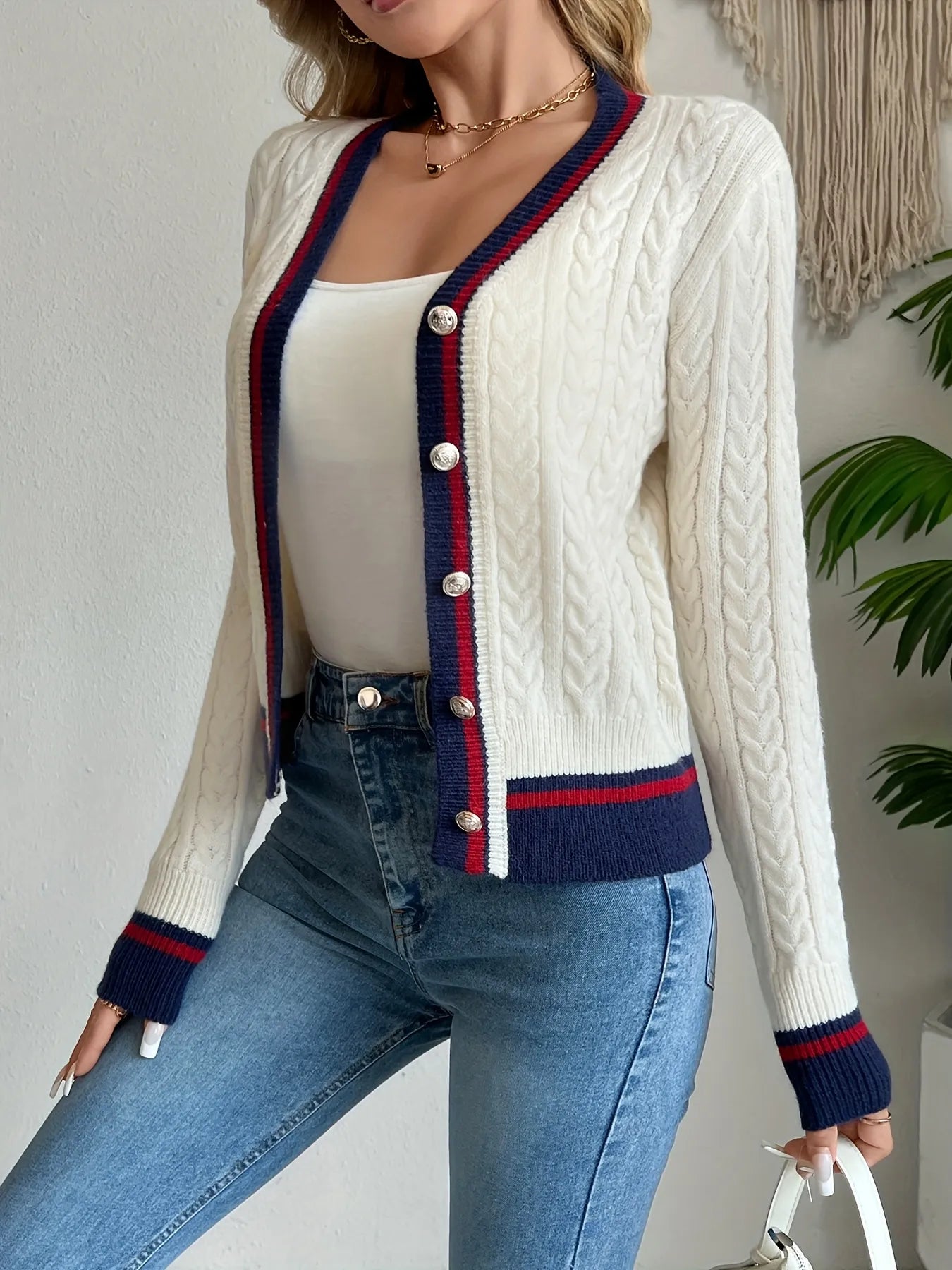 Cable Knit Button-Front Cardigan Easy Apparels