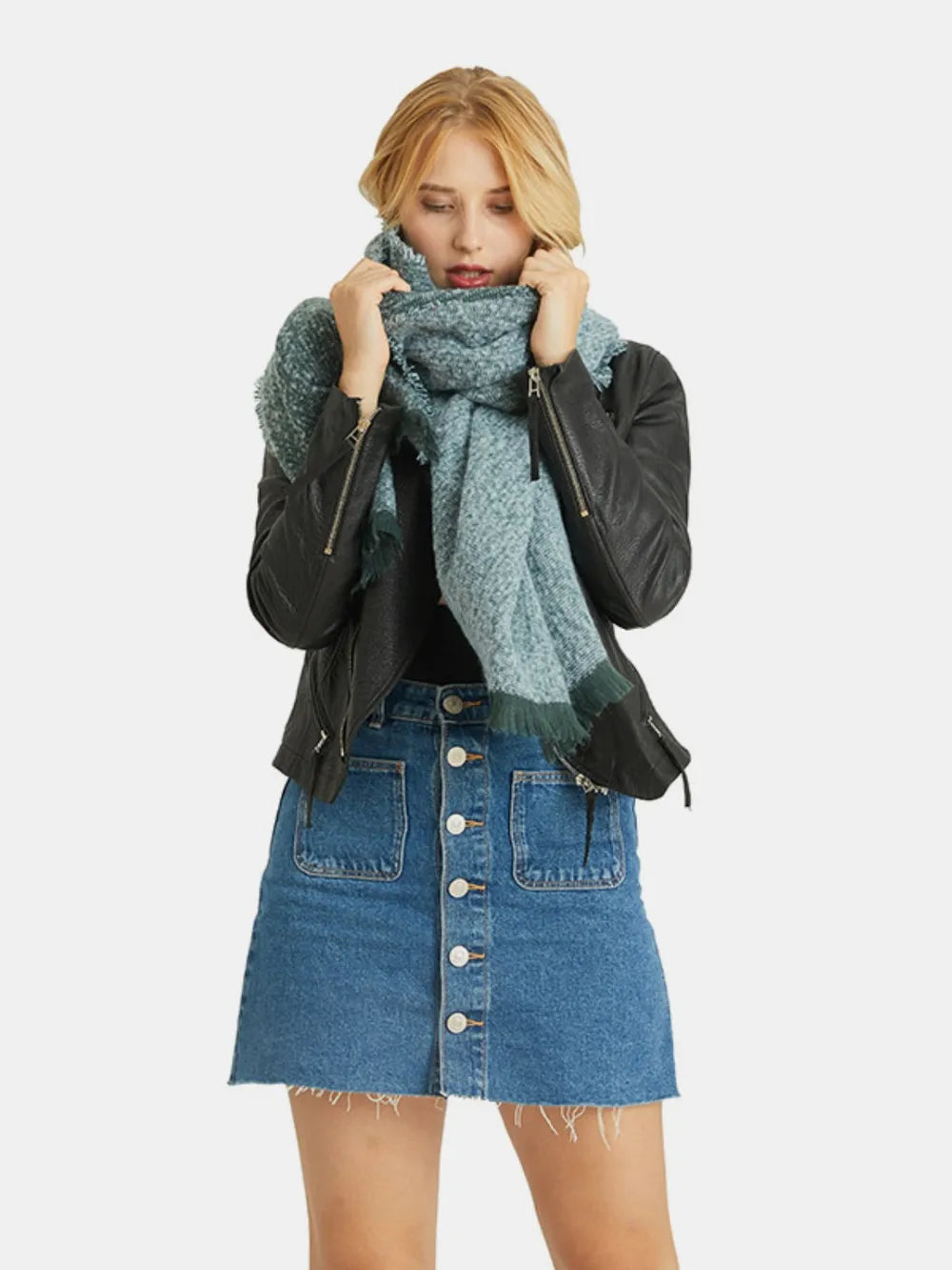 Raw Hem Heathered Polyester Scarf Easy Apparels