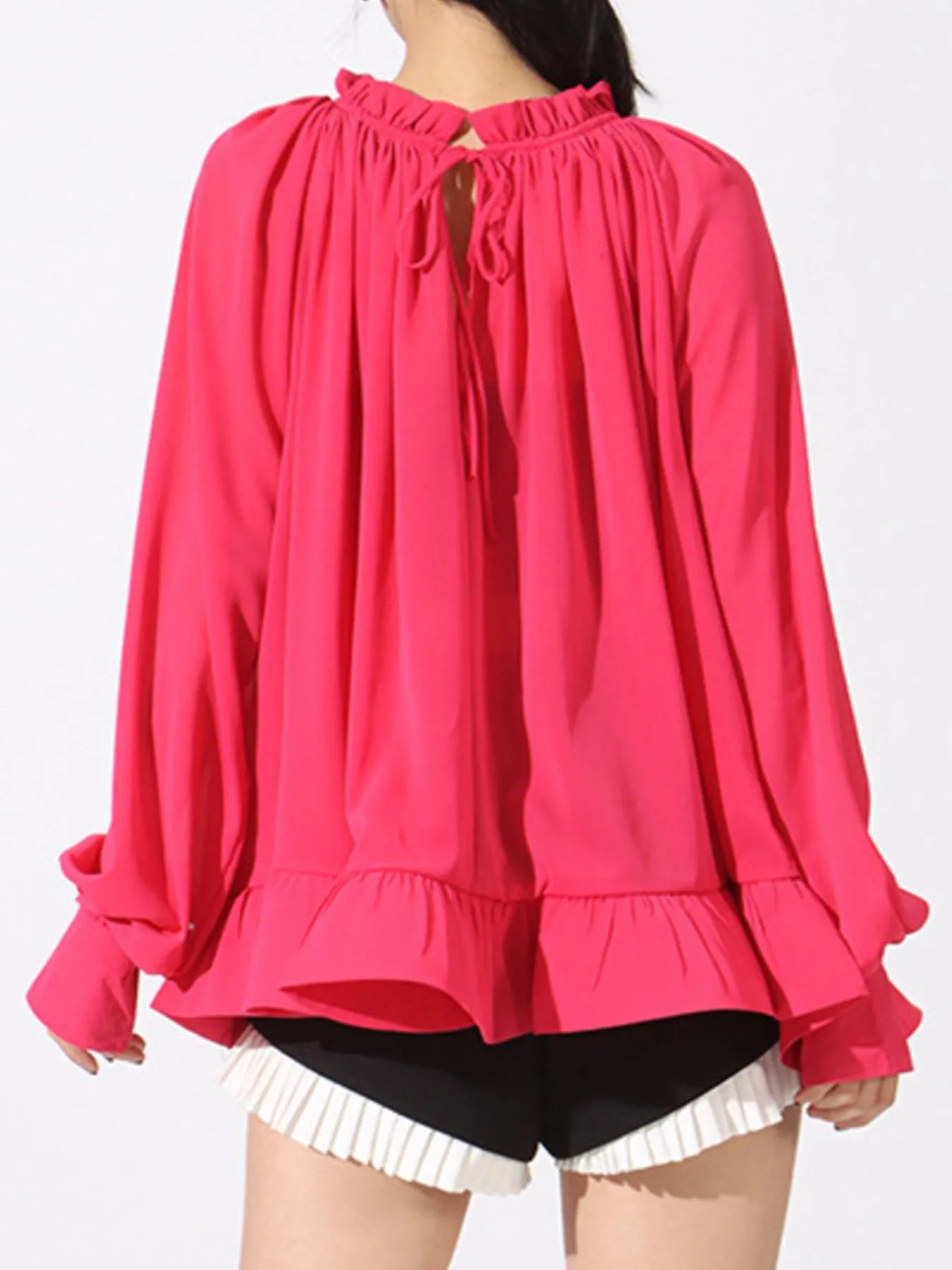Trendsi Ruffled Hem Long Sleeve Blouse